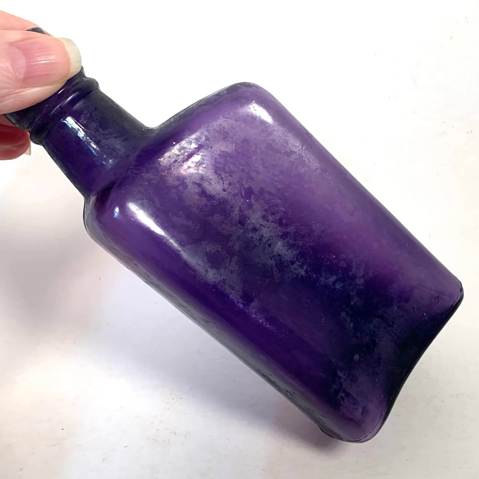 Early 20th Century Amethyst Glass Bitters Bottle Apothecary Style - 6
