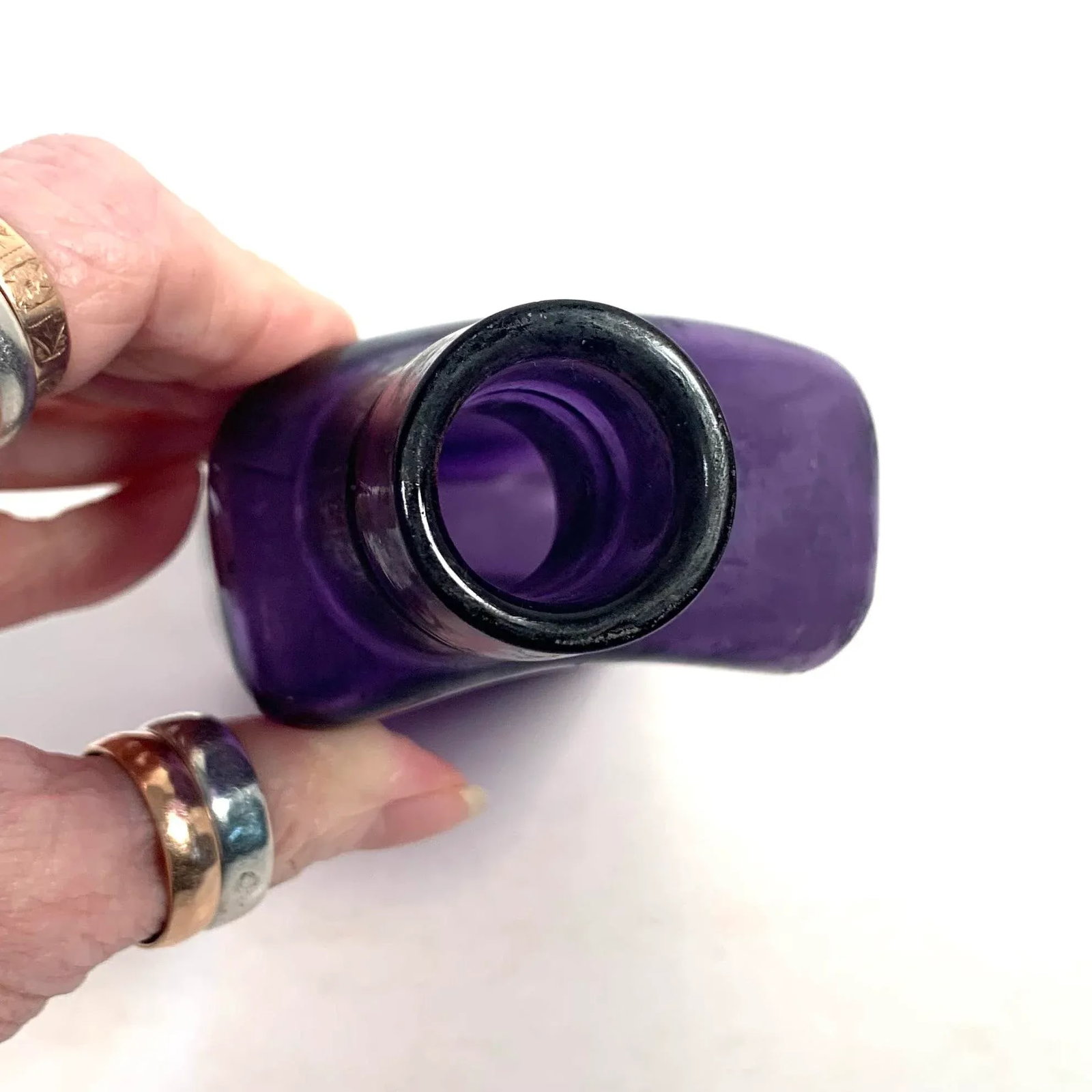 Early 20th Century Amethyst Glass Bitters Bottle Apothecary Style - 7