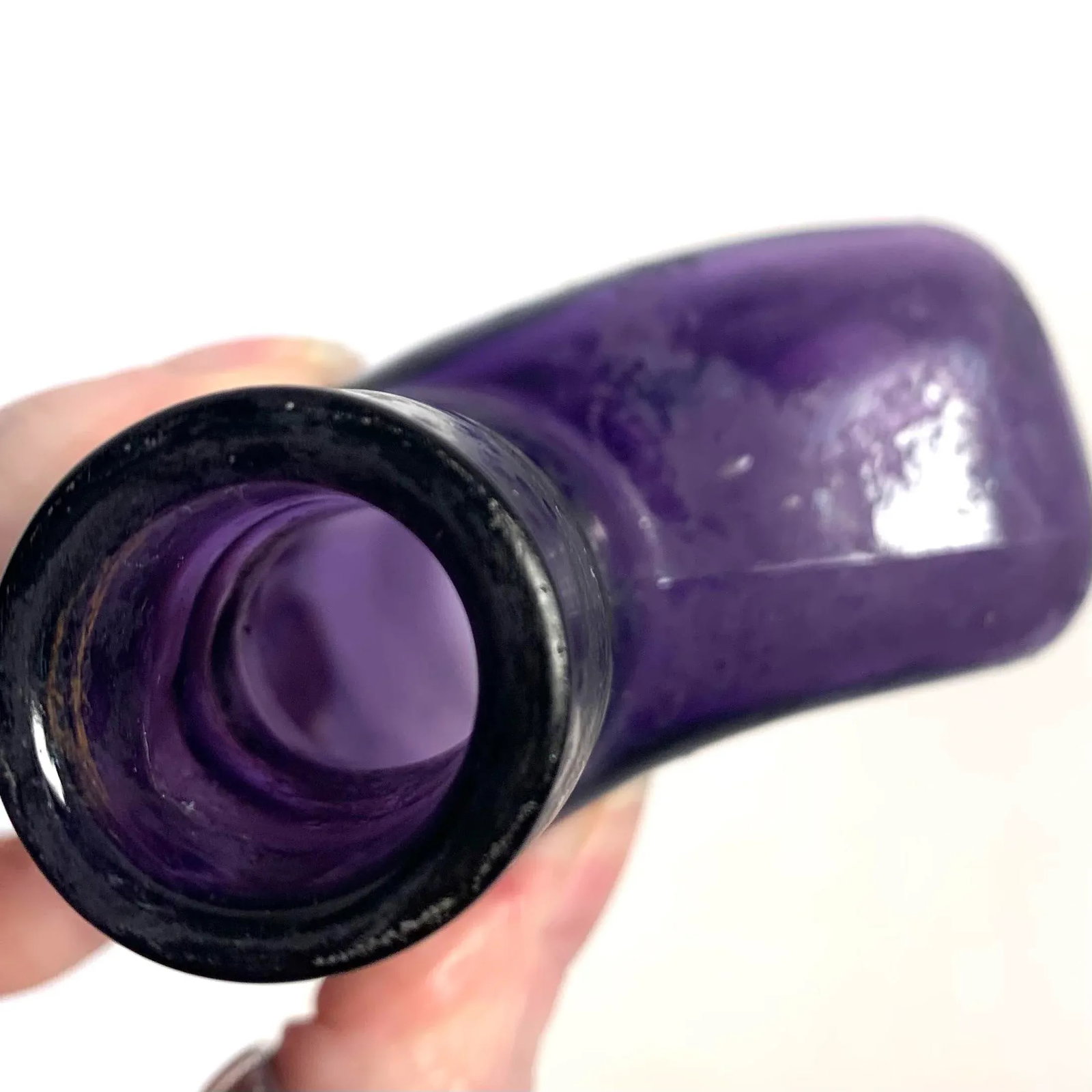 Early 20th Century Amethyst Glass Bitters Bottle Apothecary Style - 8