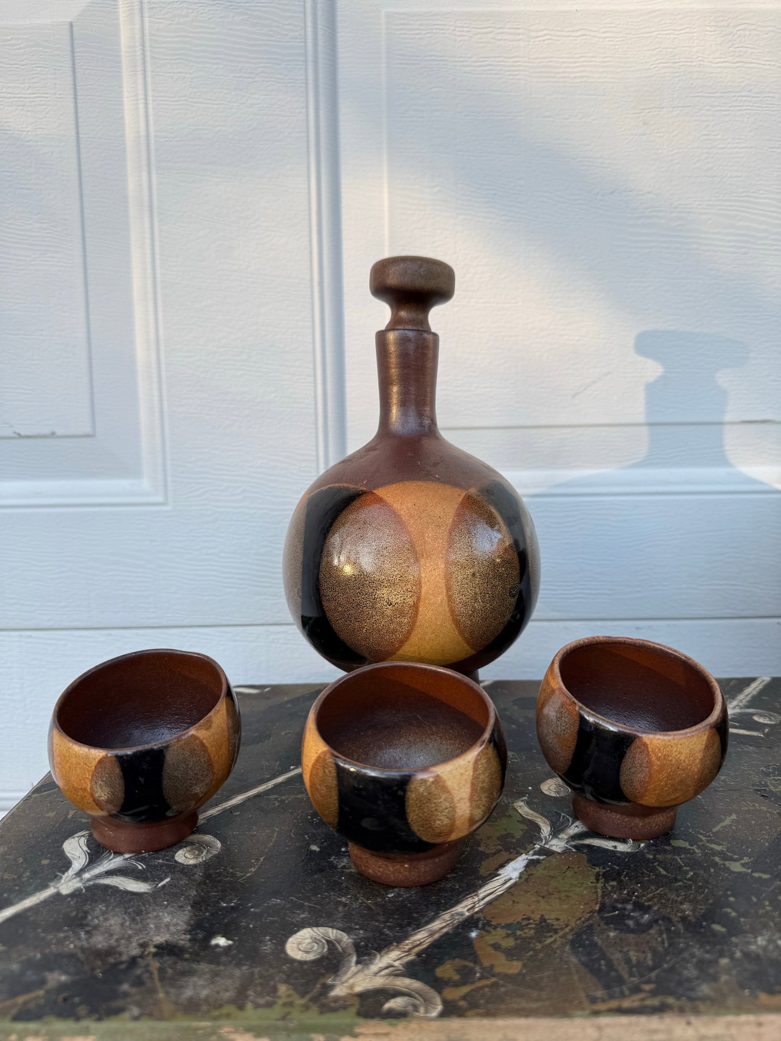 Mid 20th Century Robert Maxwell for Pottery Craft Usa Decanter and Cup Set - 2