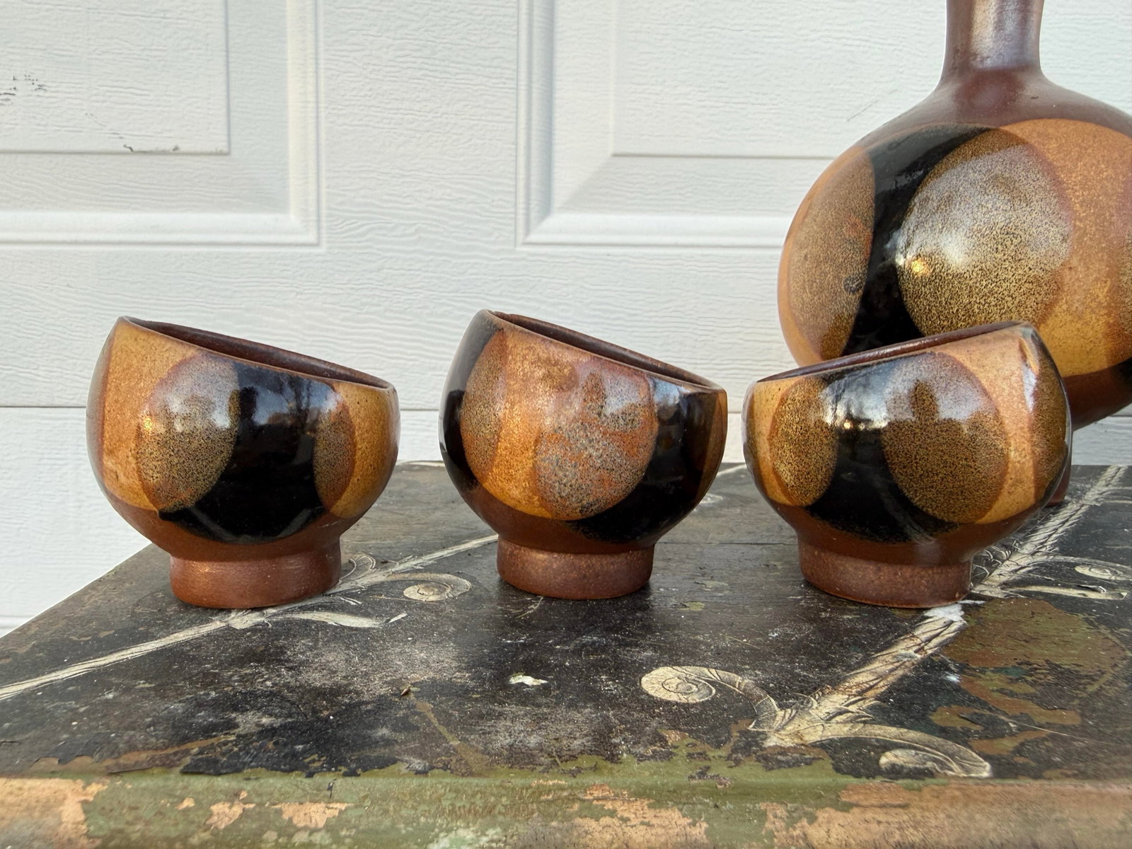 Mid 20th Century Robert Maxwell for Pottery Craft Usa Decanter and Cup Set - 3