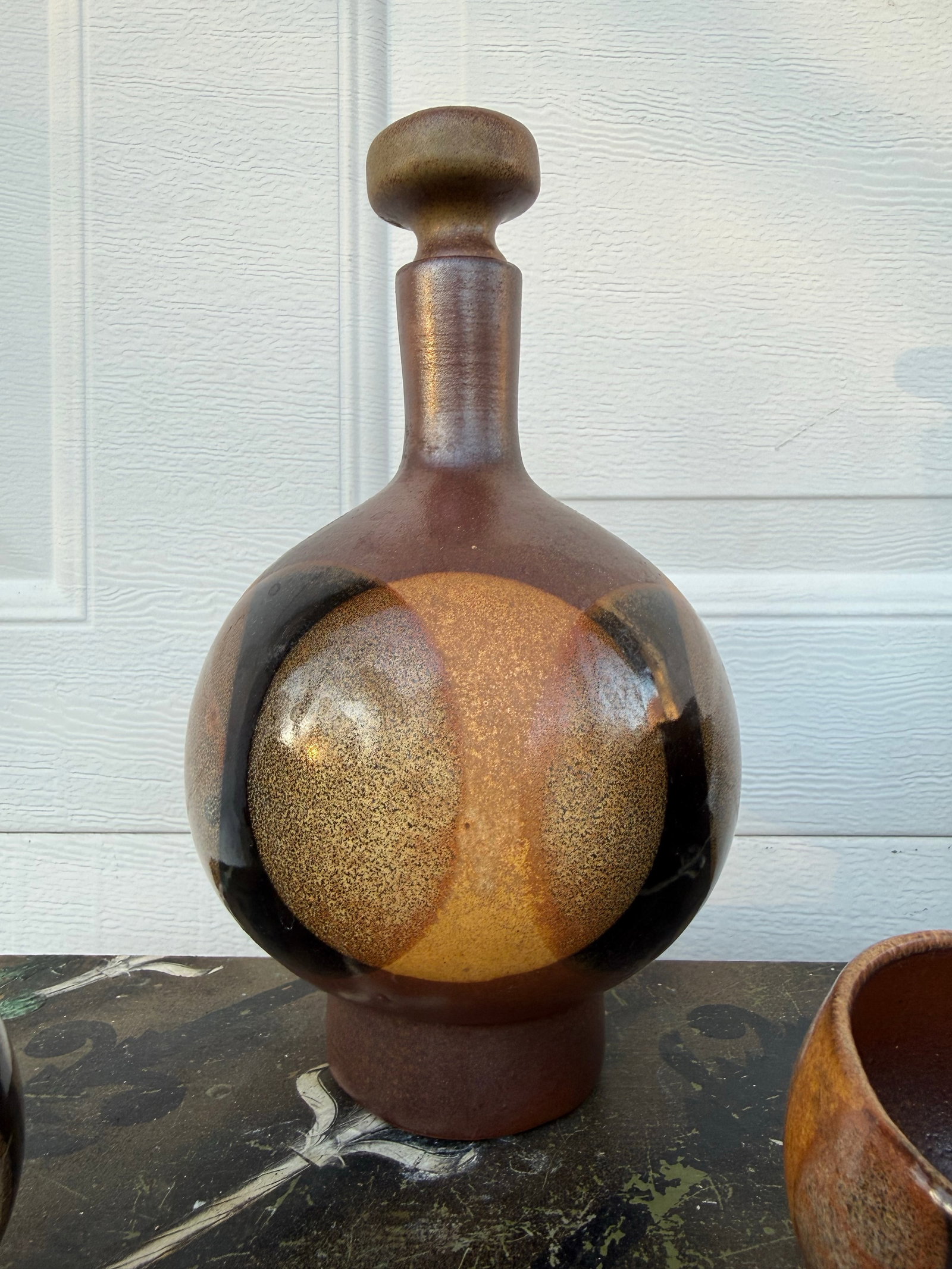 Mid 20th Century Robert Maxwell for Pottery Craft Usa Decanter and Cup Set - 5
