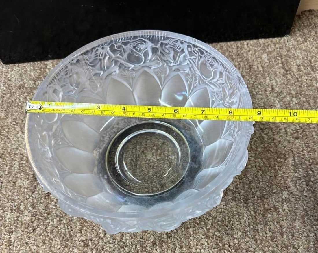 Fine Lead Frosted Crystal 8 1/2" Bowl With Silver Plated Base Vintage - 6
