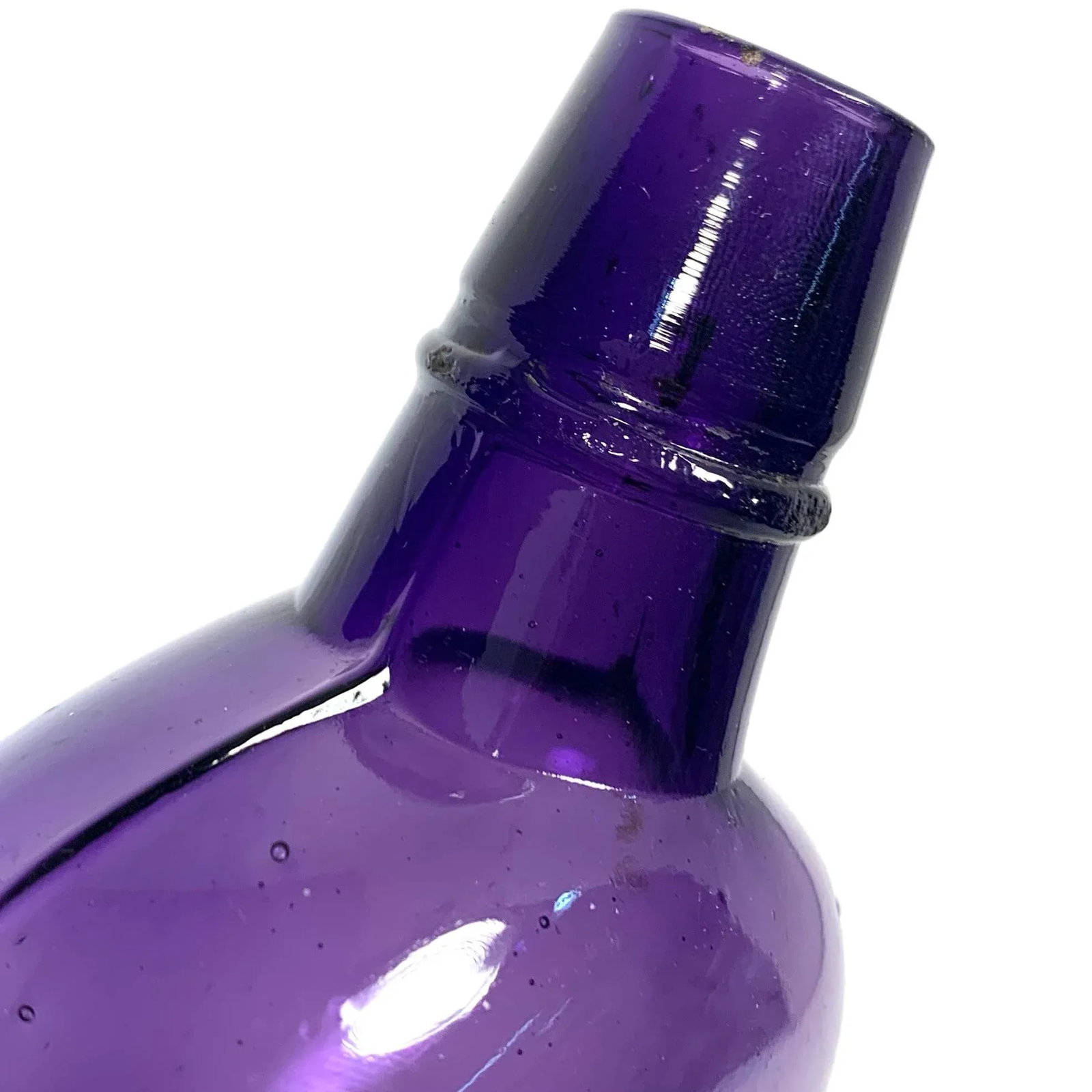 Circa 1900 Amethyst Swirl Glass Whiskey Flask Bottle - 10