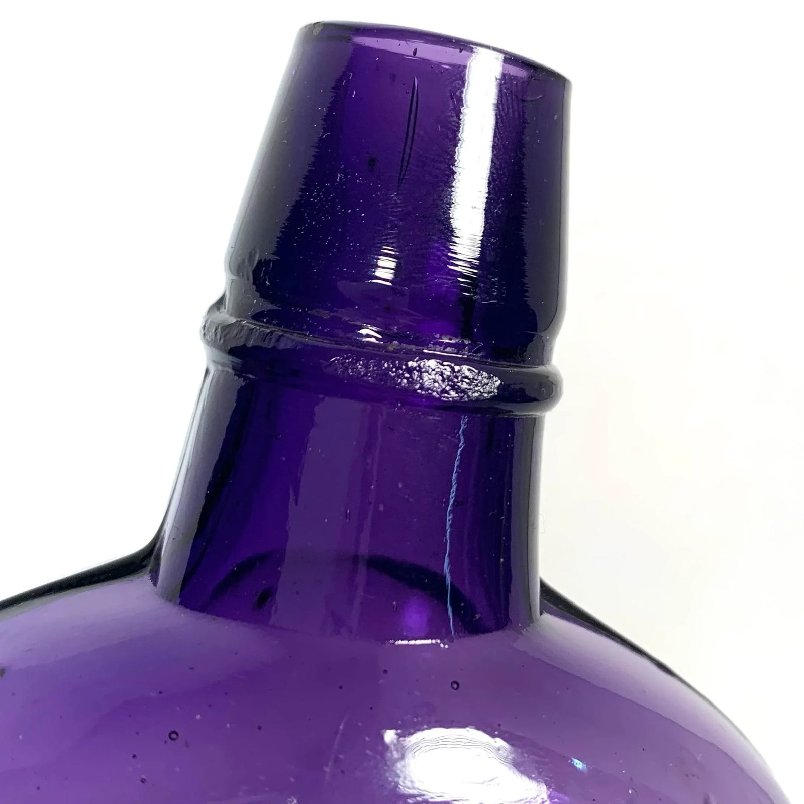 Circa 1900 Amethyst Swirl Glass Whiskey Flask Bottle - 11