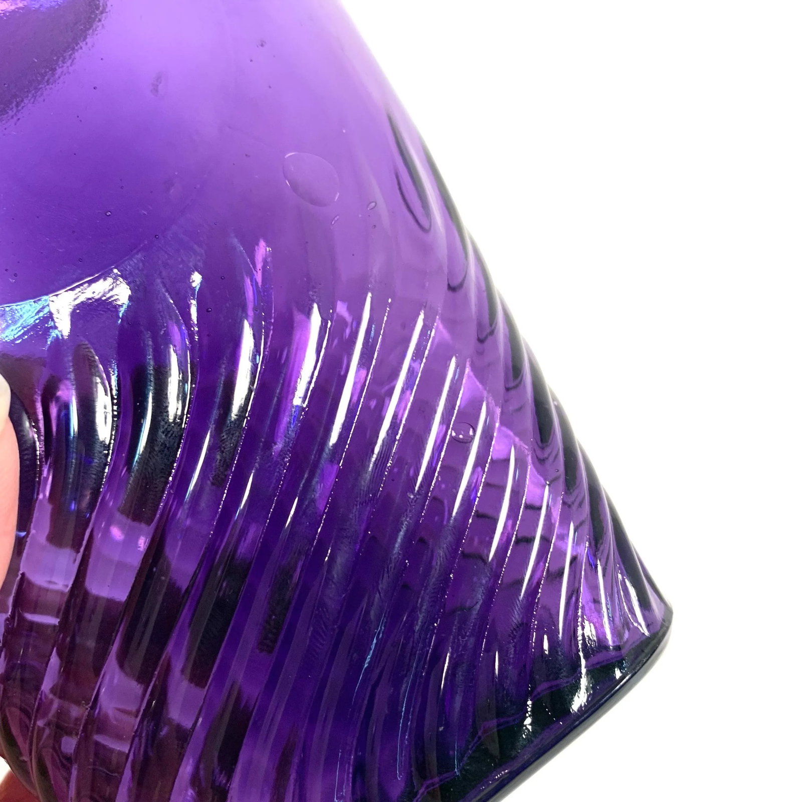 Circa 1900 Amethyst Swirl Glass Whiskey Flask Bottle - 6