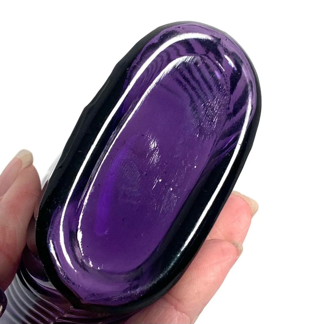Circa 1900 Amethyst Swirl Glass Whiskey Flask Bottle - 7