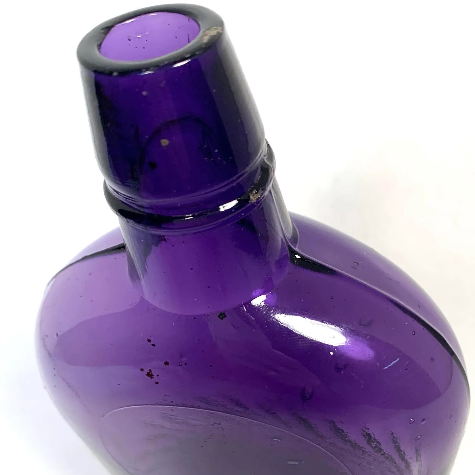 Circa 1900 Amethyst Swirl Glass Whiskey Flask Bottle - 8