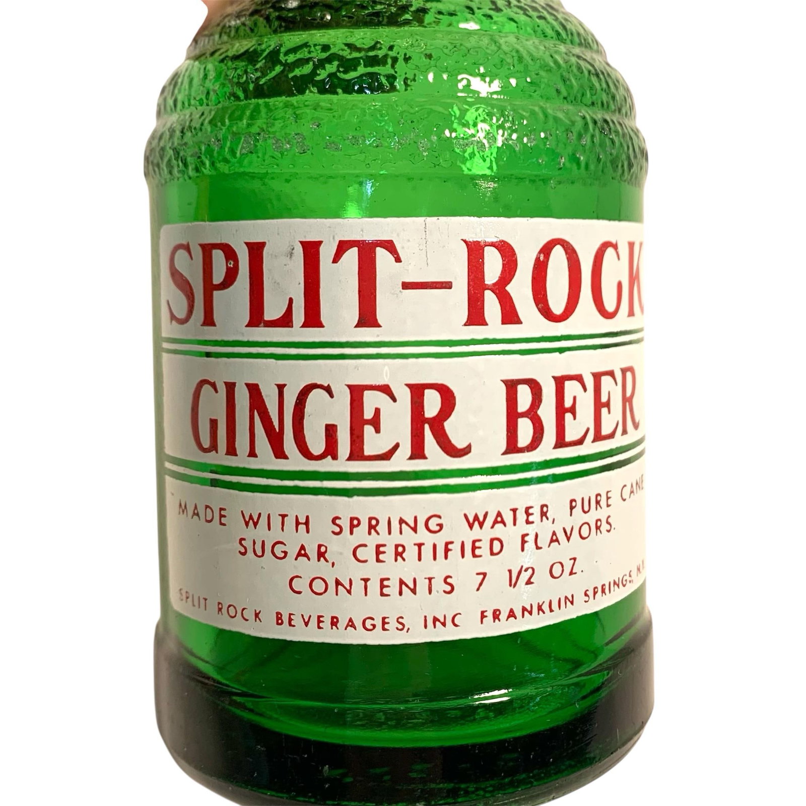 1960s Mid Century Split Rock Green Glass Ginger Beer Bottle - 5
