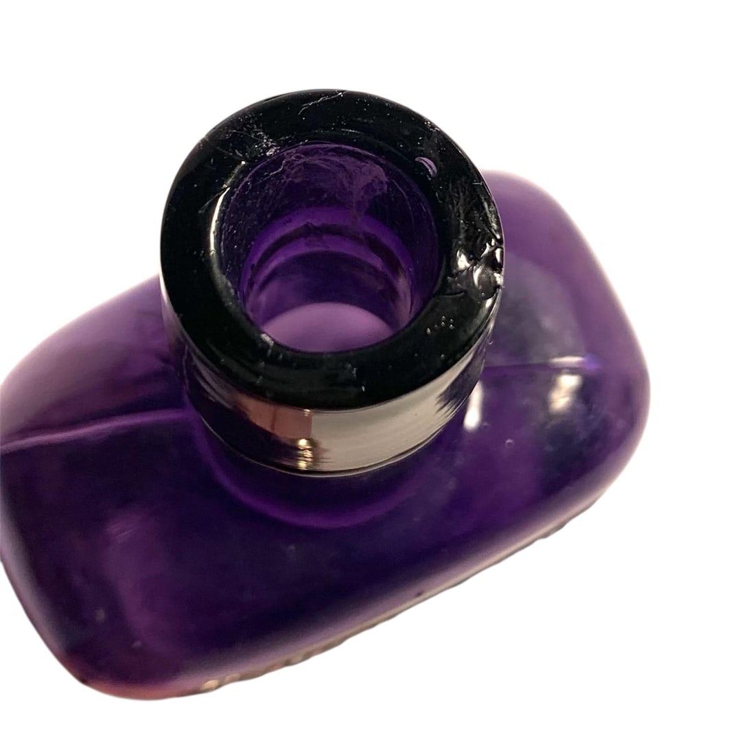 Early 20th C. Amethyst Embossed Half-Pint Whiskey Bottle - 9