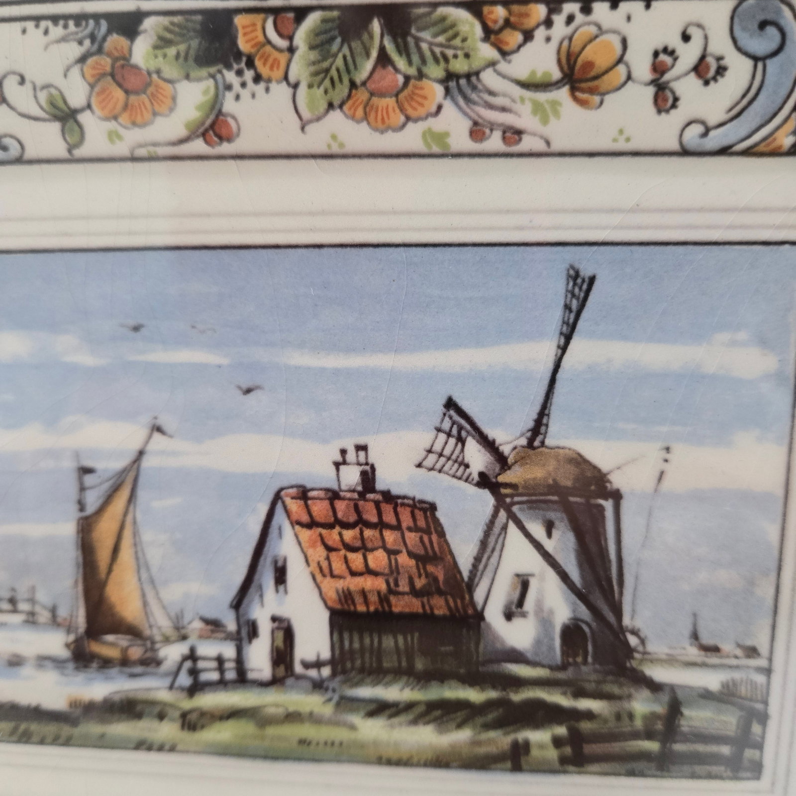 Westraven Delft Hand-Painted Dutch Landscape Plaque in Black Frame, Art 24-102 - 6
