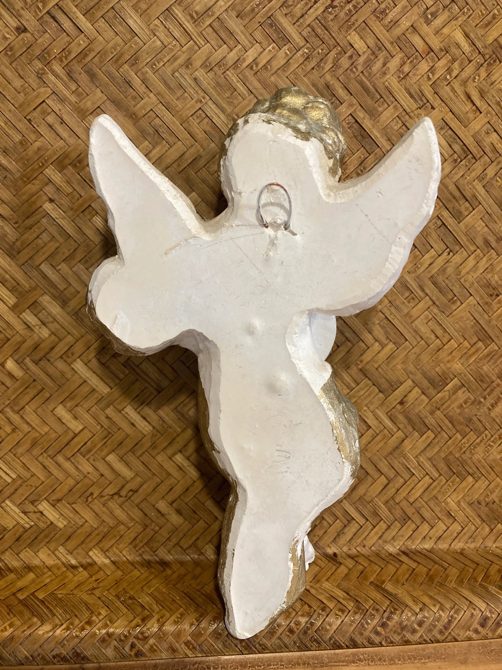 Vintage White & Gold Ceramic Cherub Angel Playing Guitar - 5