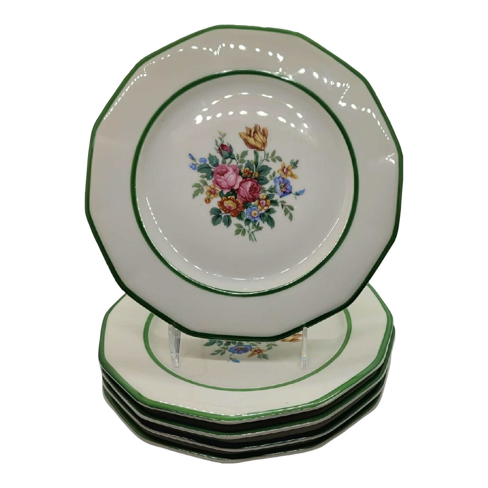 Late 20th Century Black Knight China" Floral Lunch Plates by Lorraine - Set of 5: Nice set of plates in the style "Lorraine". Condition: Alterations: Original Condition Unaltered Imperfections: Some Imperfections Condition Notes: Great used condition! Please see all pics for condit