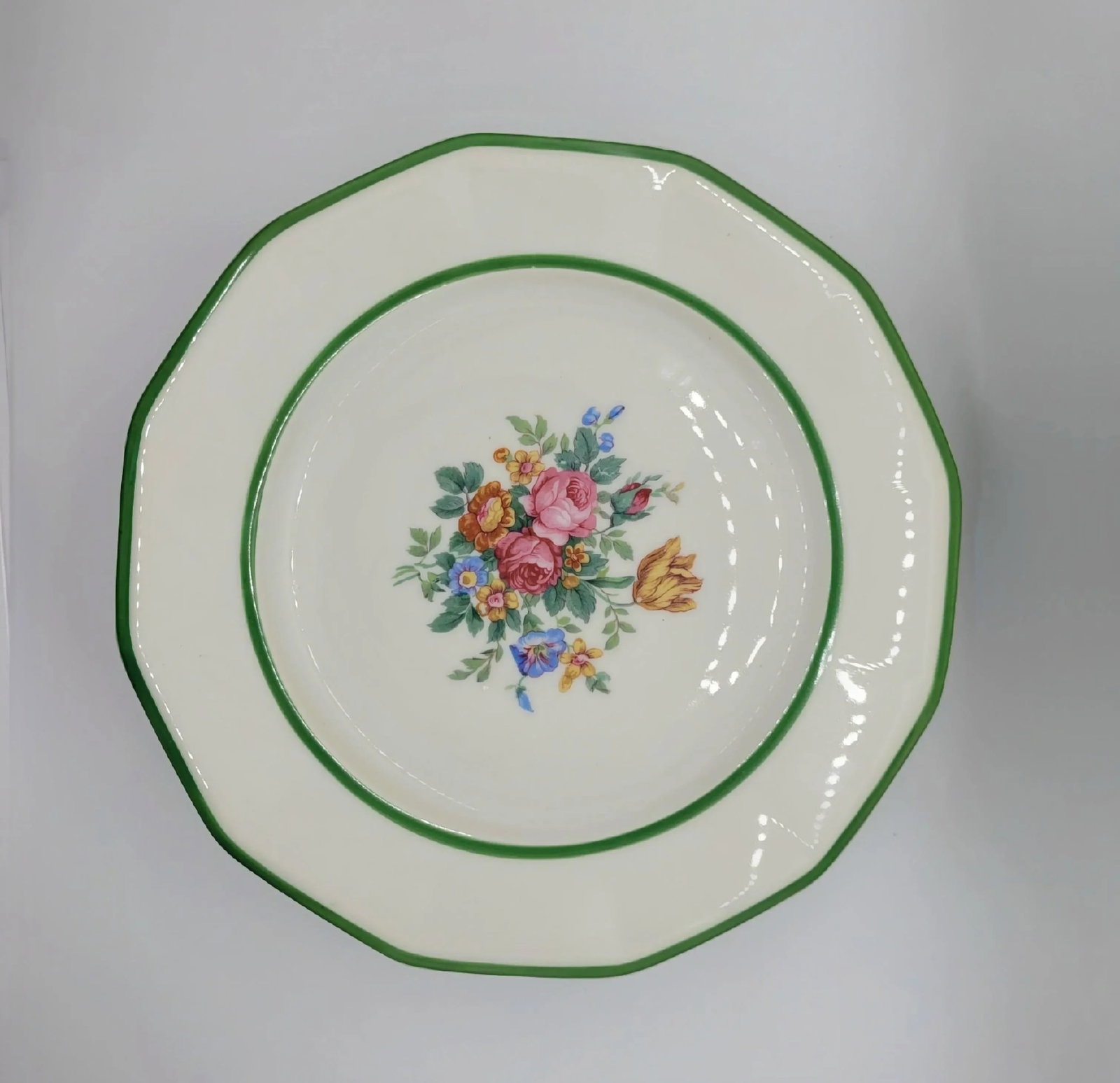 Late 20th Century Black Knight China" Floral Lunch Plates by Lorraine - Set of 5 - 3