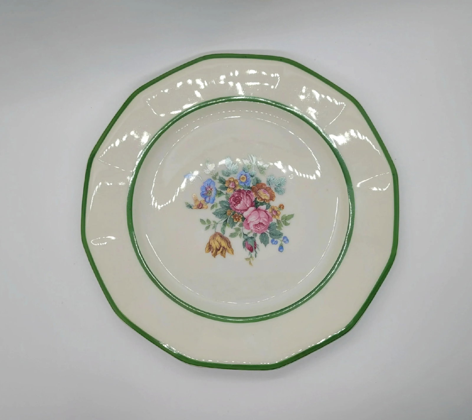 Late 20th Century Black Knight China" Floral Lunch Plates by Lorraine - Set of 5 - 5