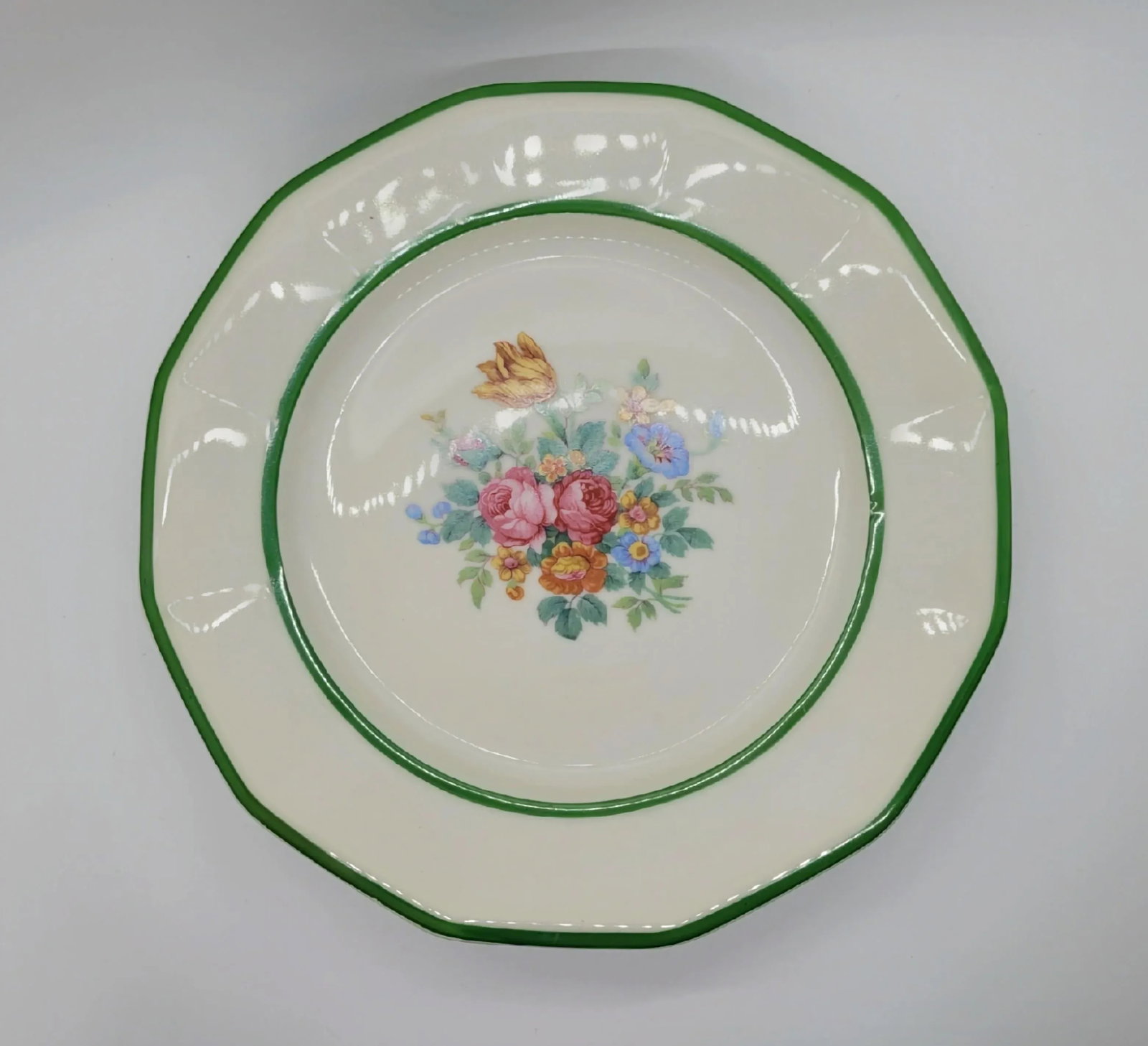 Late 20th Century Black Knight China" Floral Lunch Plates by Lorraine - Set of 5 - 6