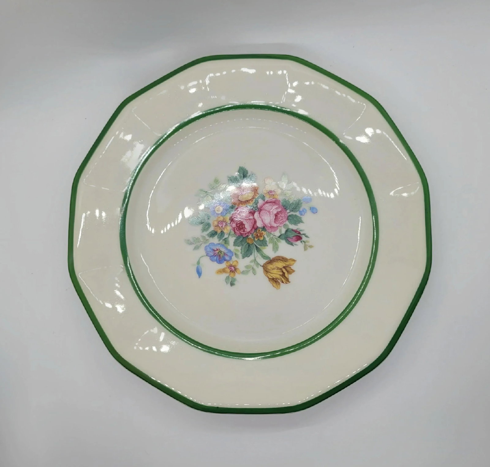 Late 20th Century Black Knight China" Floral Lunch Plates by Lorraine - Set of 5 - 7