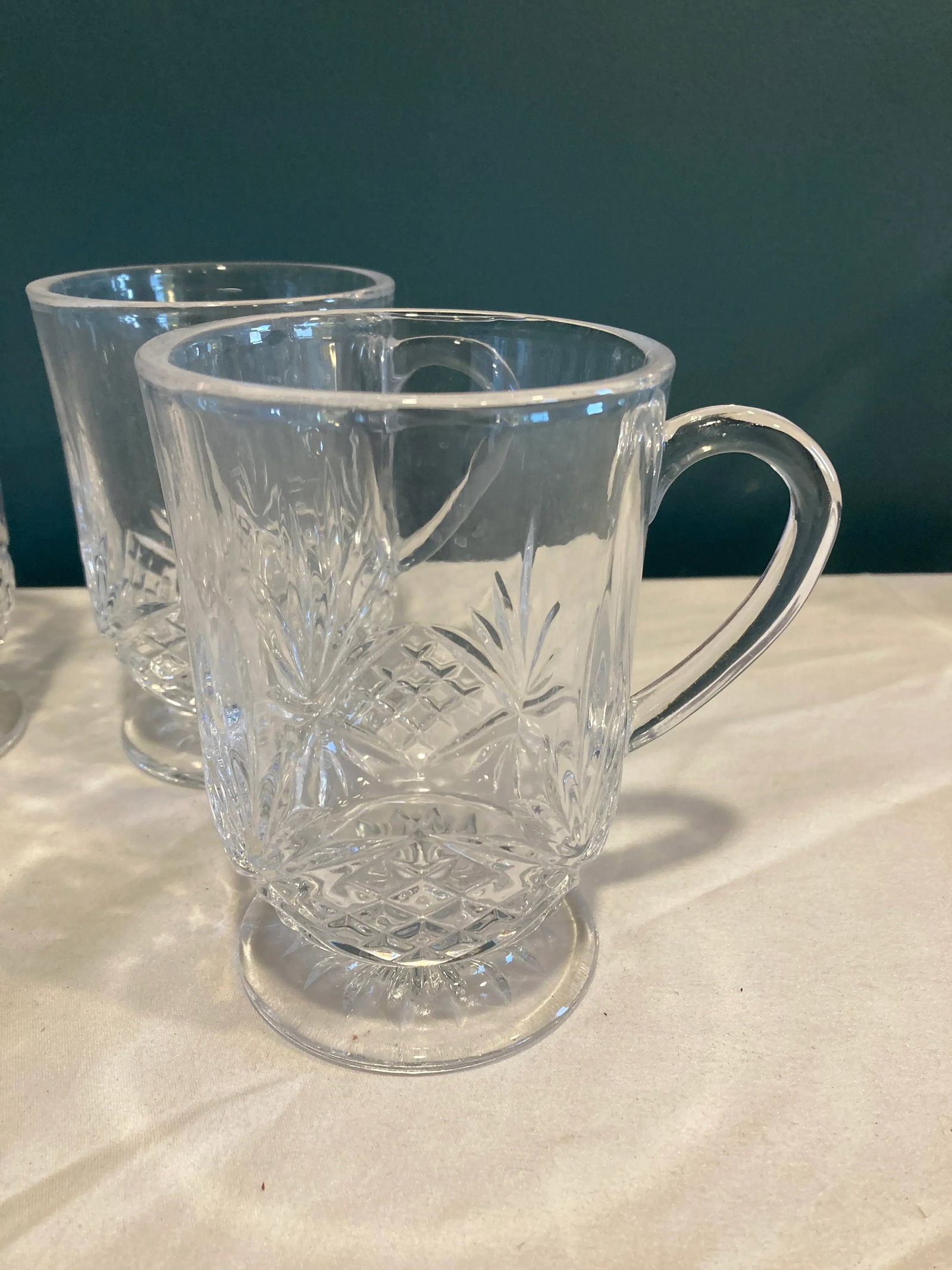 Vintage Etched Glass Coffee Cups, Set of 4 - 6