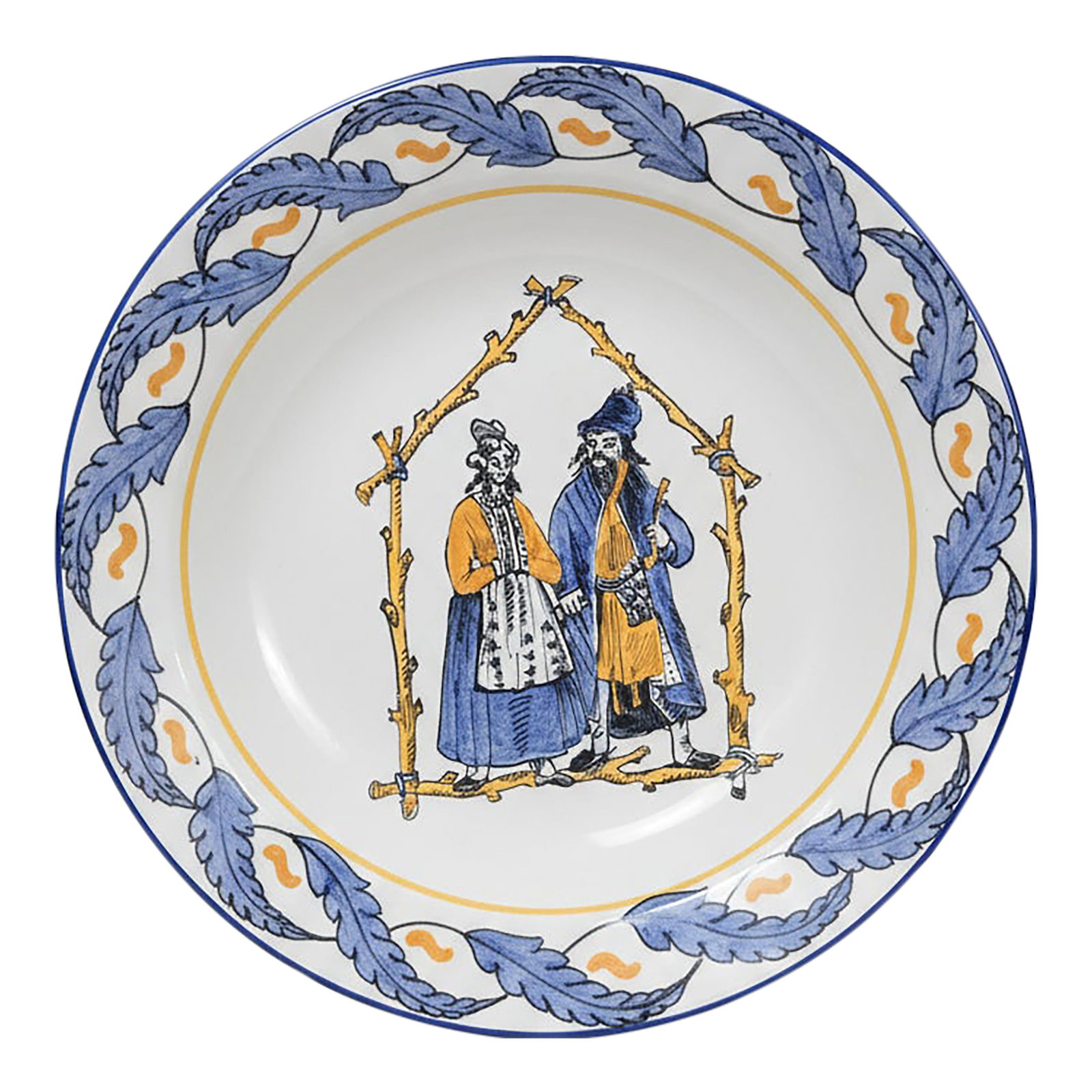 Hungarian Habania Handpainted Passover Plate - Marta Dij Award Winner: Celebrate tradition with this stunning Hungarian Habania Passover plate, handpainted and rich with cultural history. Crafted by Harangia, P.E., this award-winning ceramic piece is marked with the