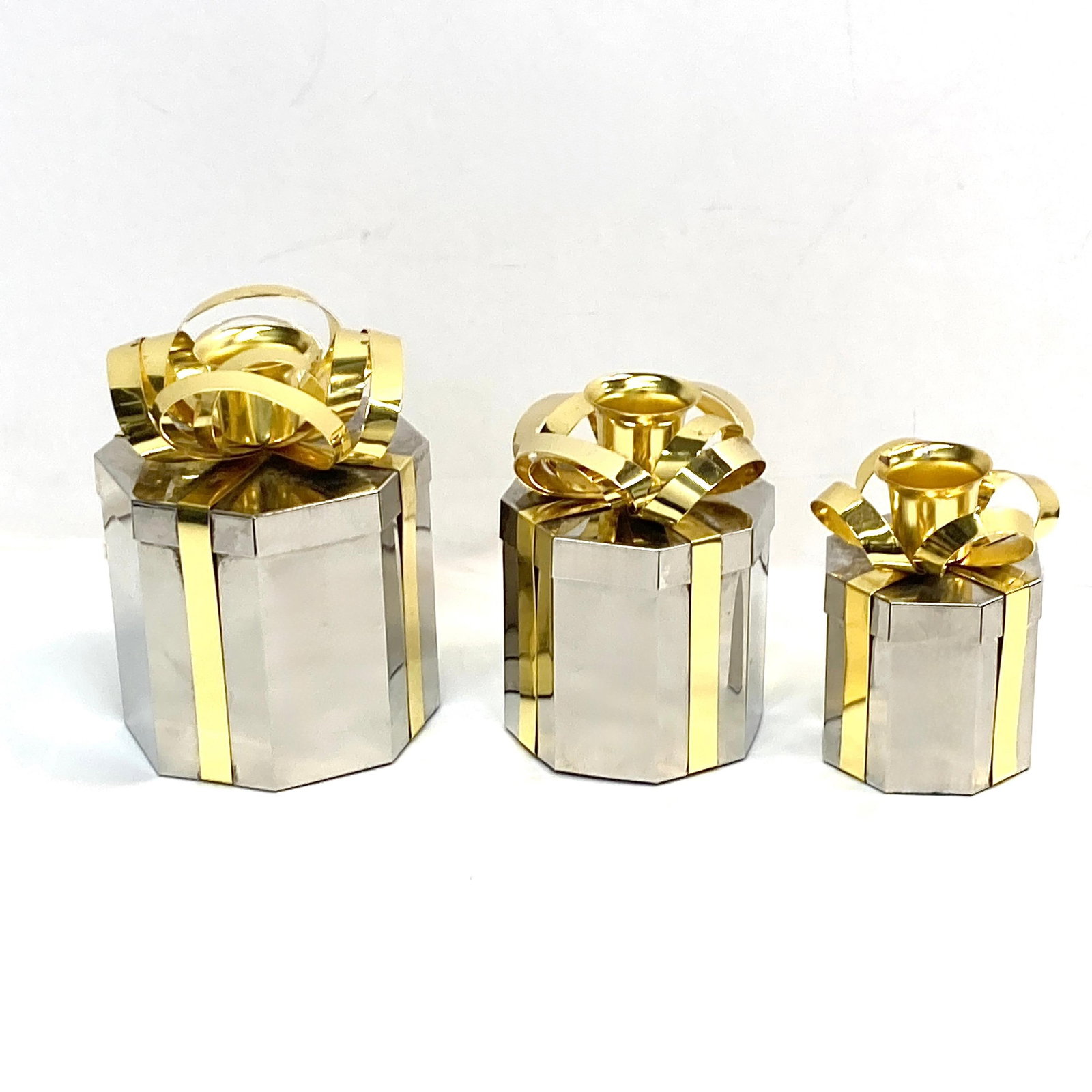 1980s Godinger Silverplate Candle Holders Set of 3 - 3