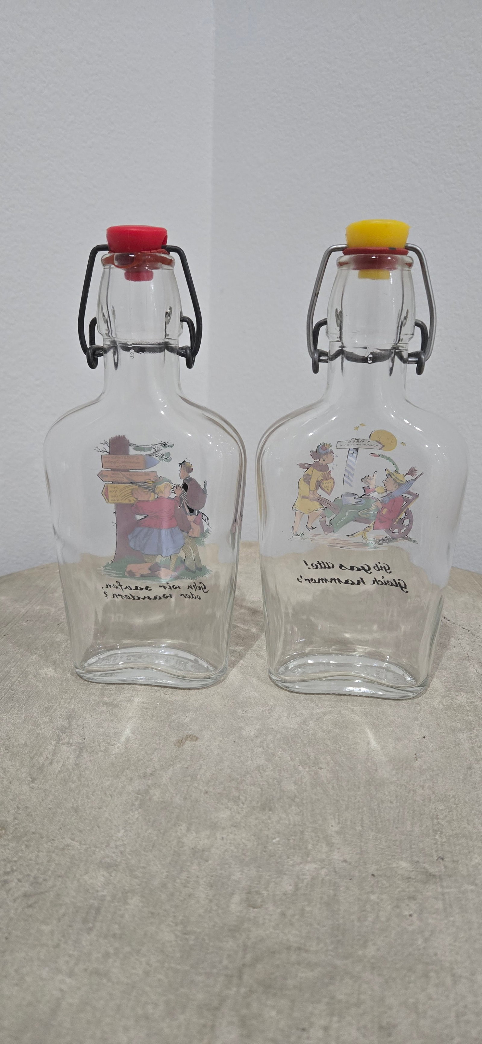 Vintage German Cartoon Swing-Top Liquor Bottles - Pair - 5