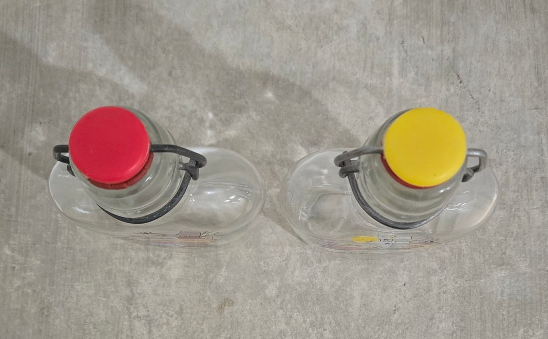 Vintage German Cartoon Swing-Top Liquor Bottles - Pair - 6