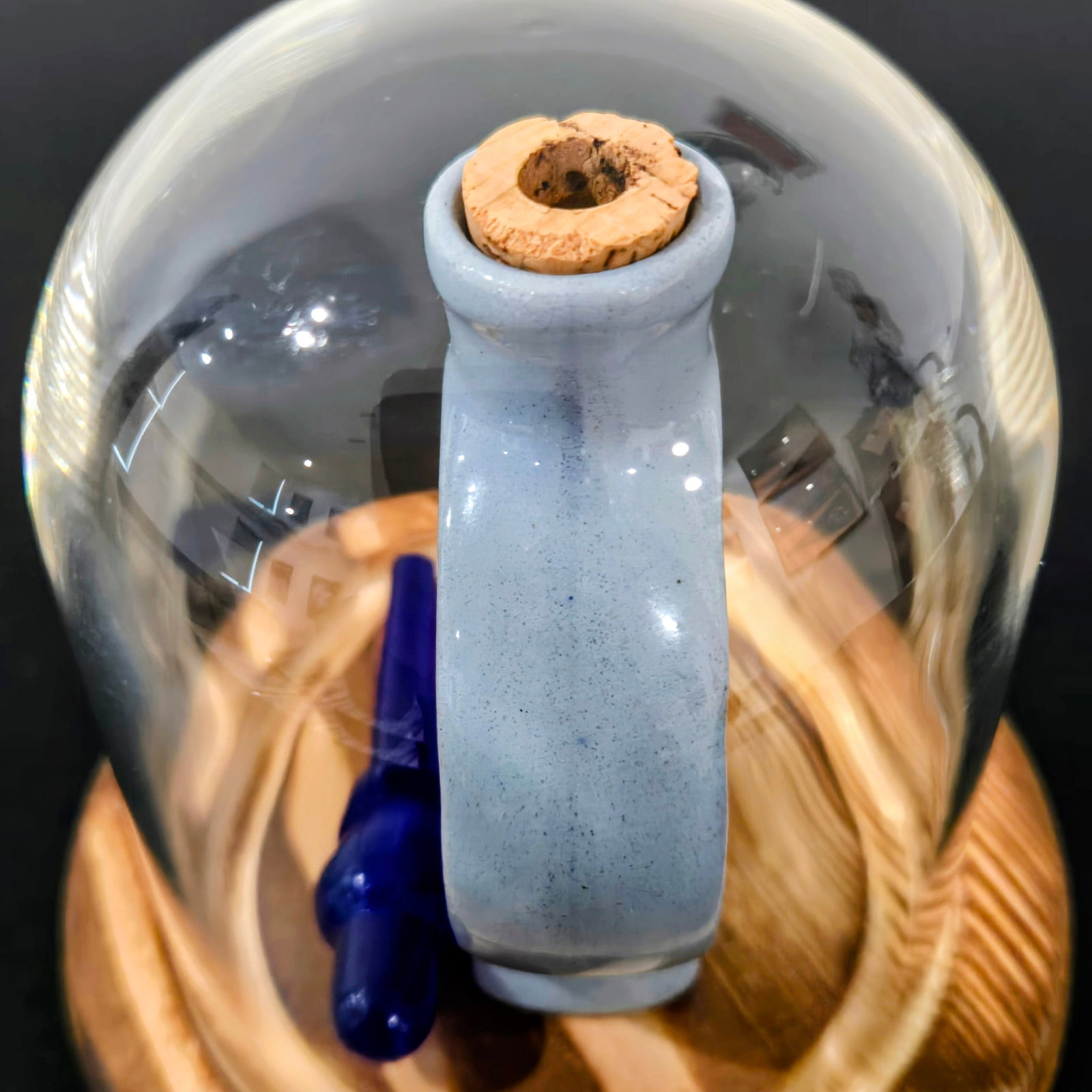 Vintage German Zwiefacher Schmalzlerfranzl Stoneware Snuff Bottle With Cobalt Stopper & Glass Displa - 7