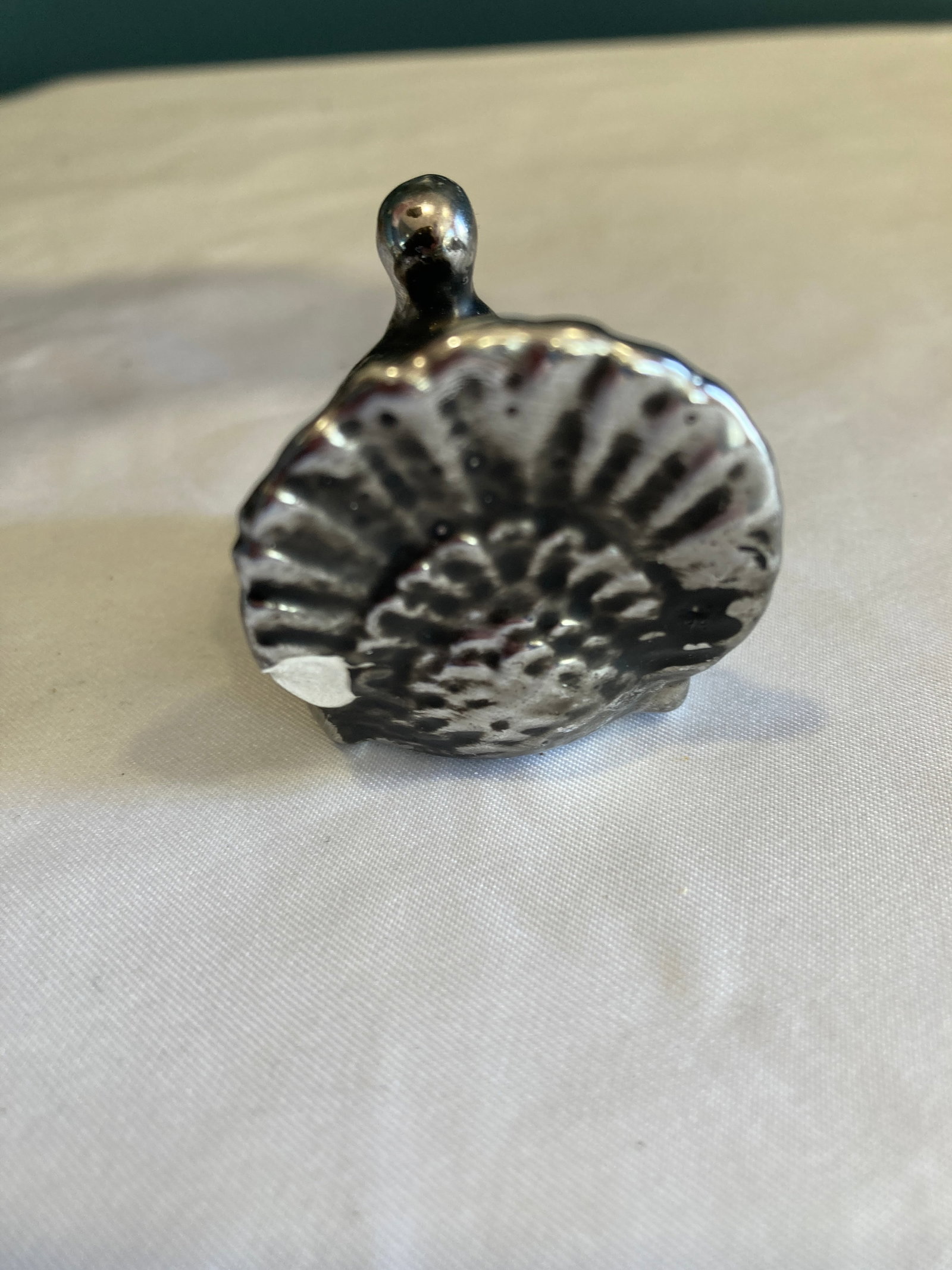 Vintage Ceramic Turkey Salt & Pepper Shakers With Metallic Silver Finish - 7