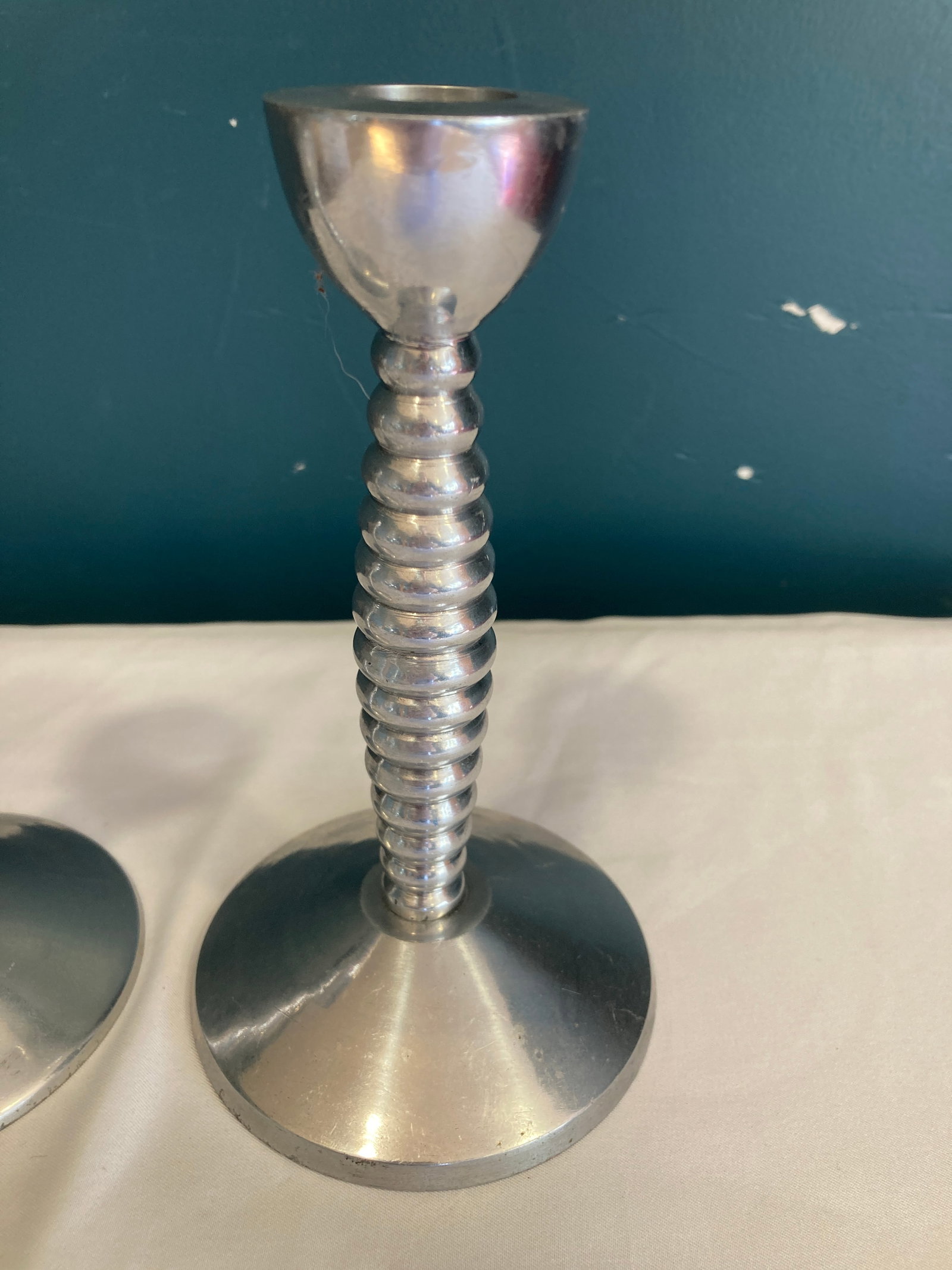 Mid-Century Modern Candlesticks - Stacked Ring Design Pair - 3