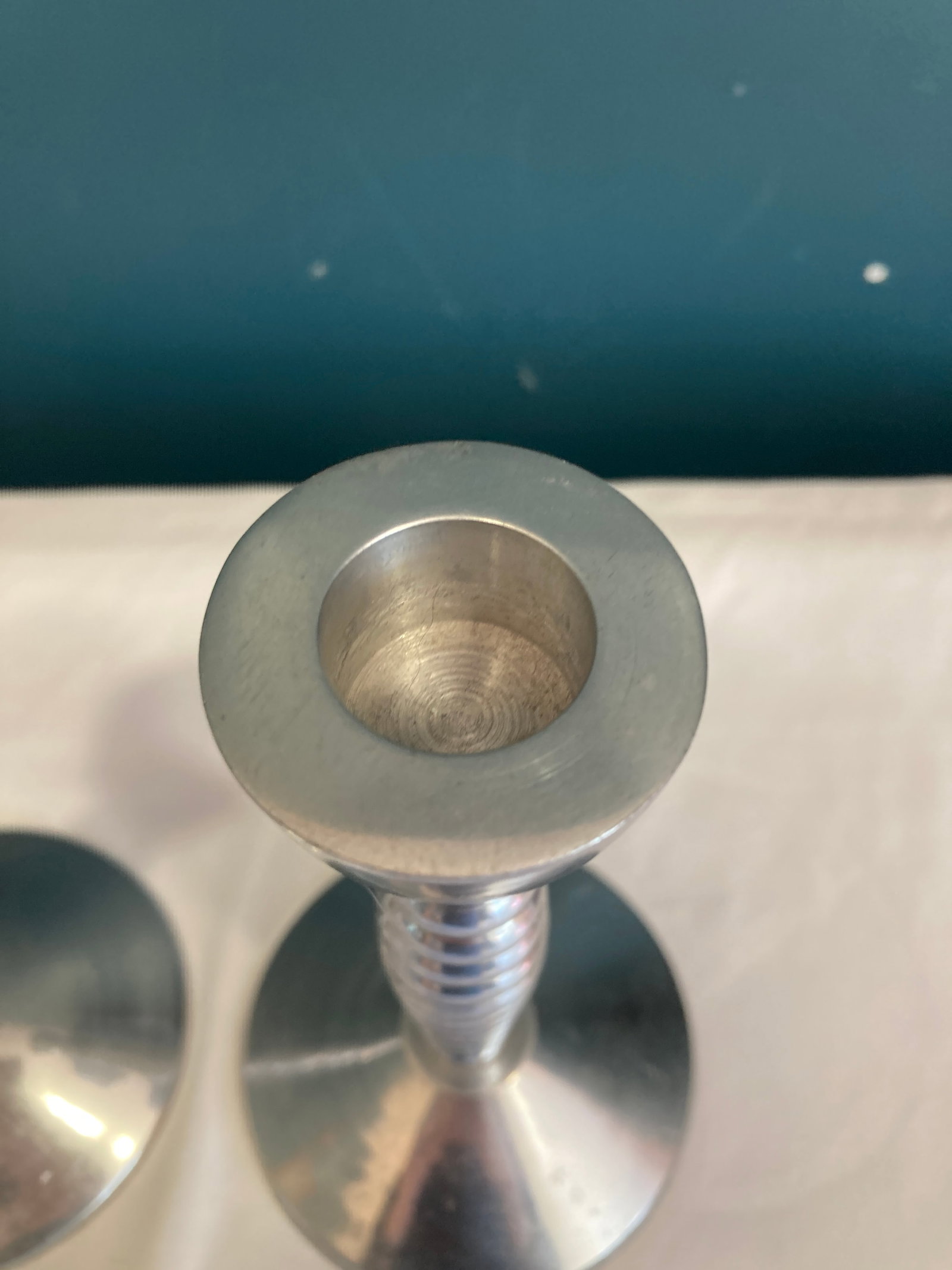 Mid-Century Modern Candlesticks - Stacked Ring Design Pair - 5
