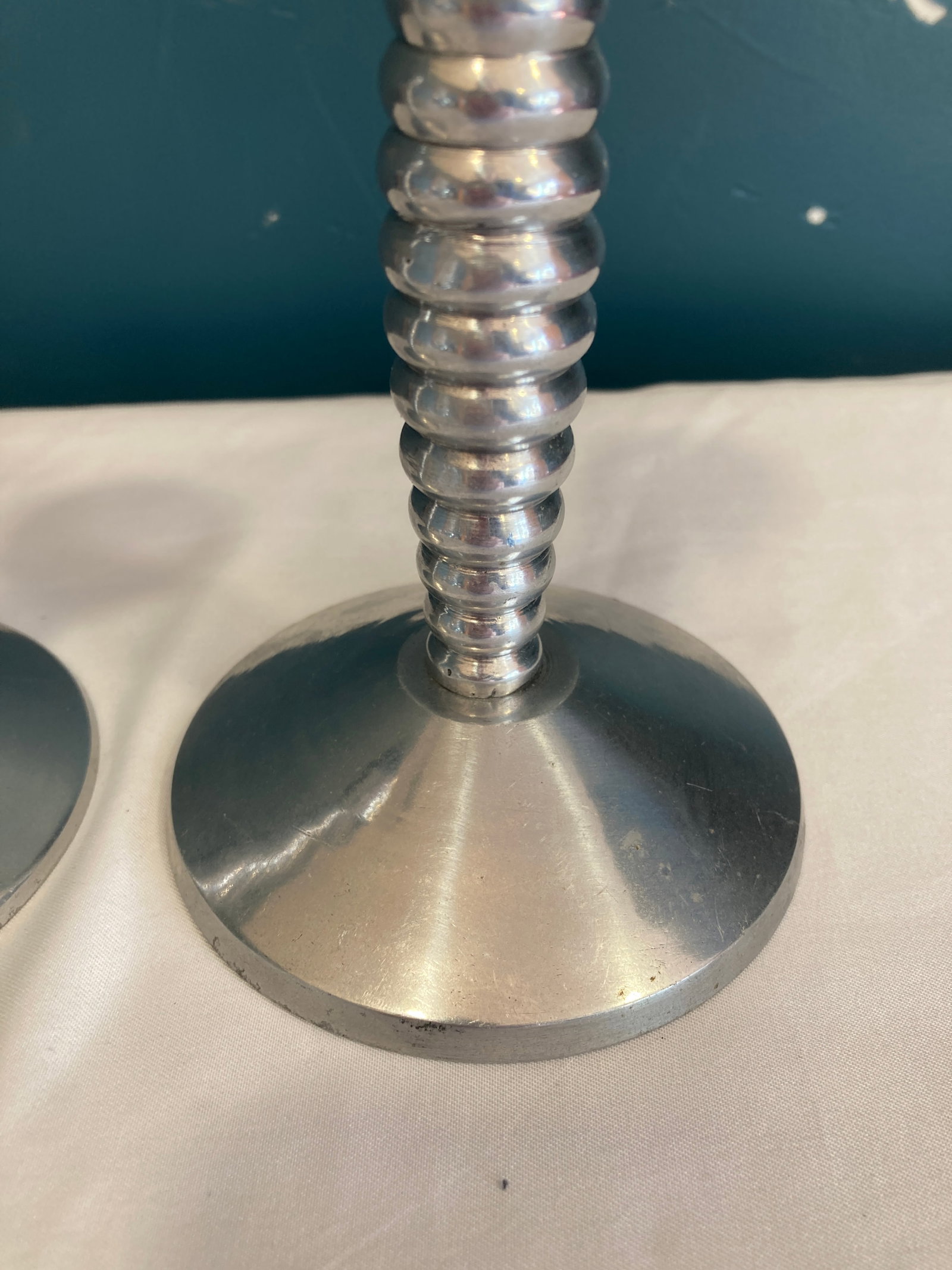 Mid-Century Modern Candlesticks - Stacked Ring Design Pair - 6