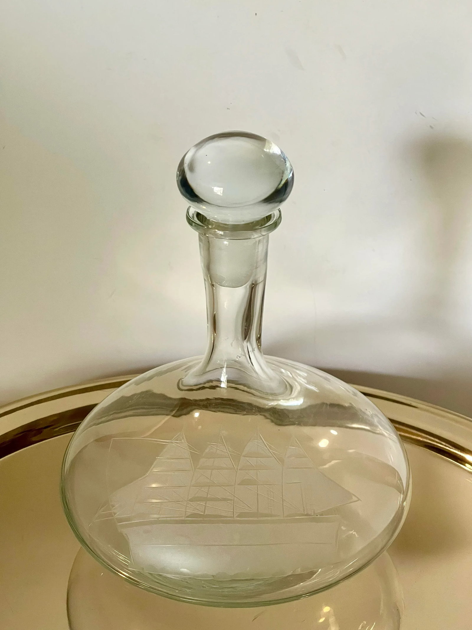 Vintage Etched Ship's Decanter - 5