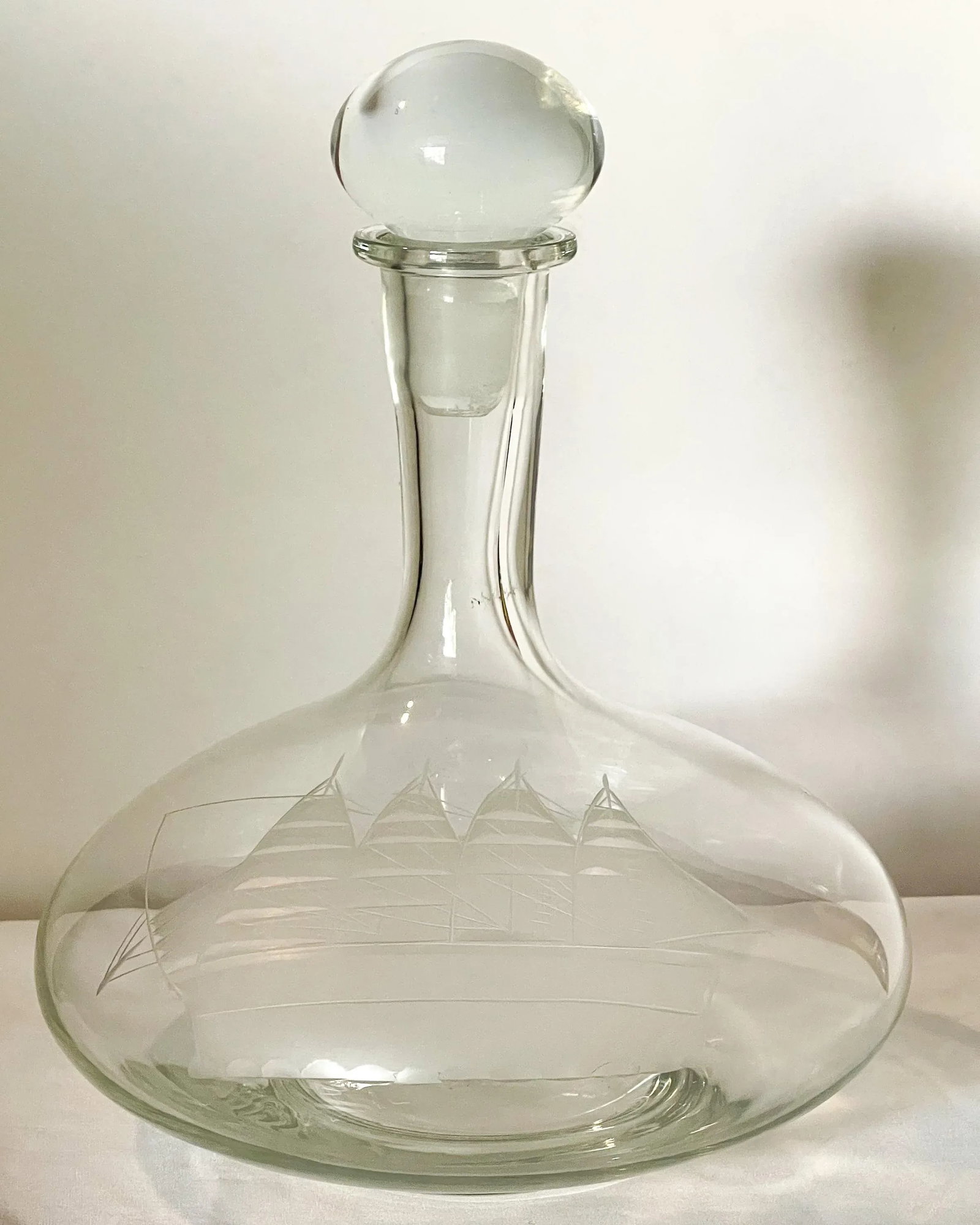 Vintage Etched Ship's Decanter - 7