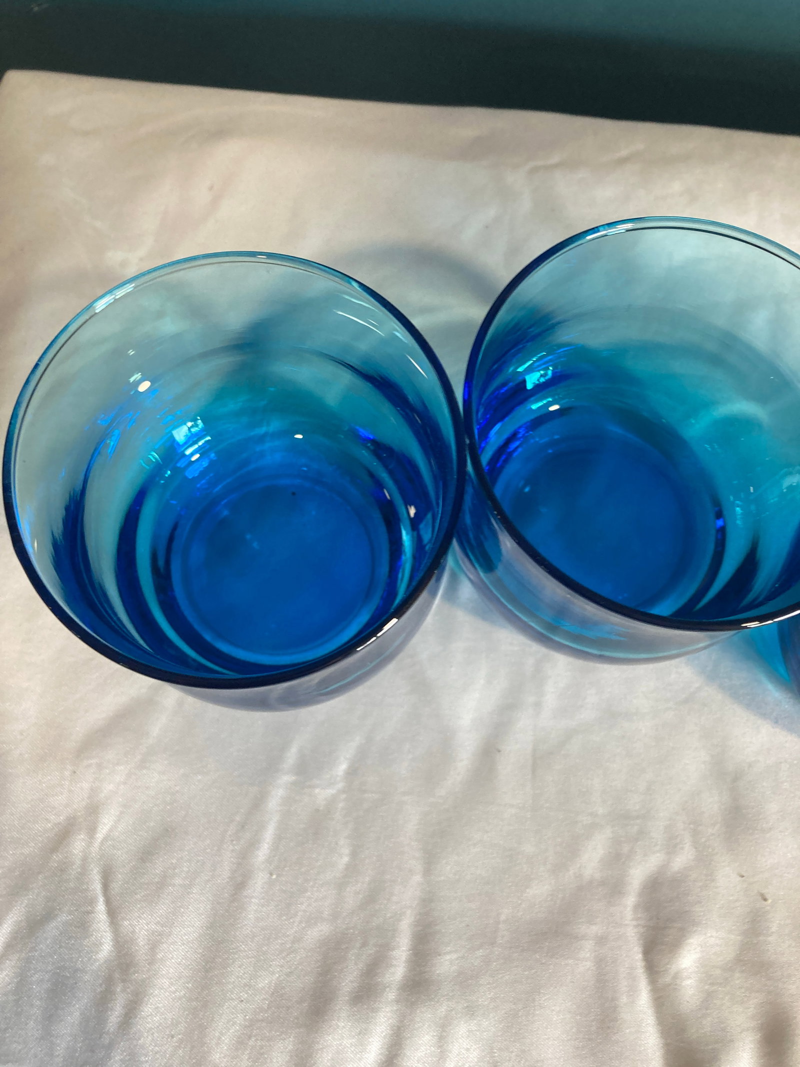 Mid 20th Century Midcentury Turquoise Blue Juice Glasses,, Set of 3 - 2