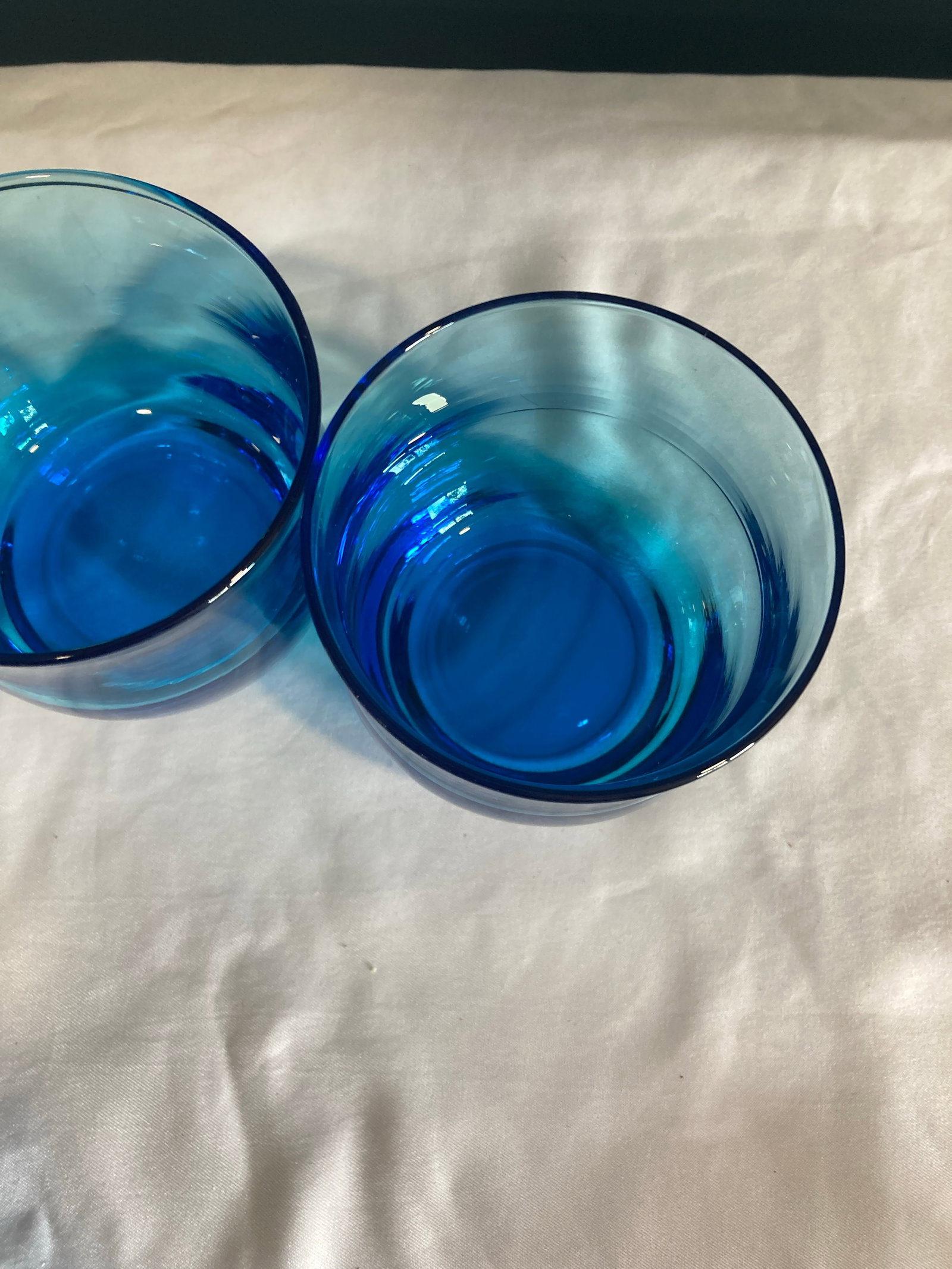 Mid 20th Century Midcentury Turquoise Blue Juice Glasses,, Set of 3 - 5