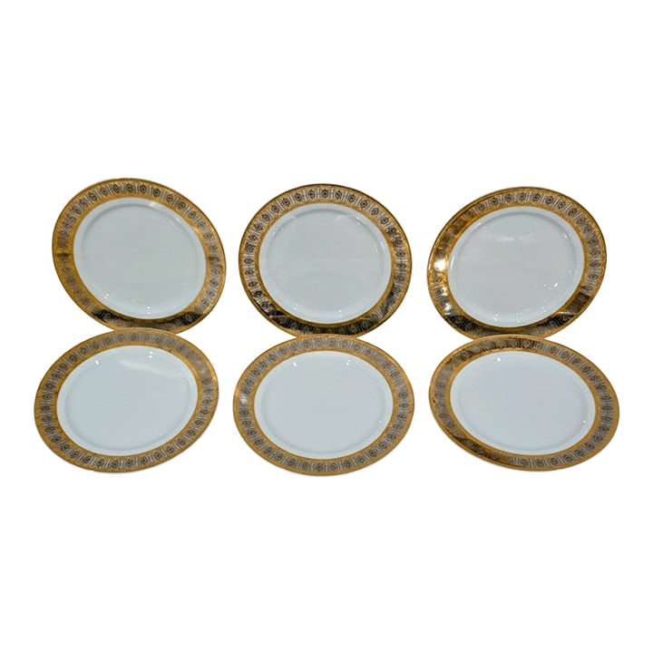 Late 20th Century Formalities by Baum Bros Fine Bohemian Porcelain "Samantha" Dessert Plate: Enhance your table setting with this set of six elegant dessert plates from the Formalities by Baum Bros "Samantha" collection. Ideal for collectors, formal dining, or luxury entertaining. -Fine