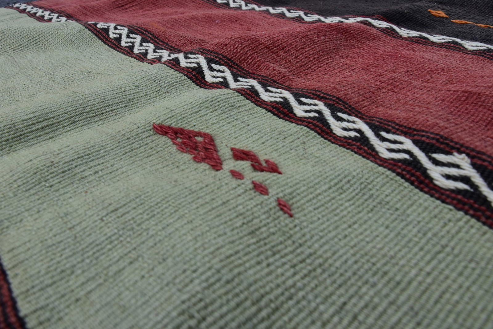 1960s Rustic Style Hand Knotted Traditional Anatolian Wool Kilim Runner Rug 3.4 X 10 Ft - 6