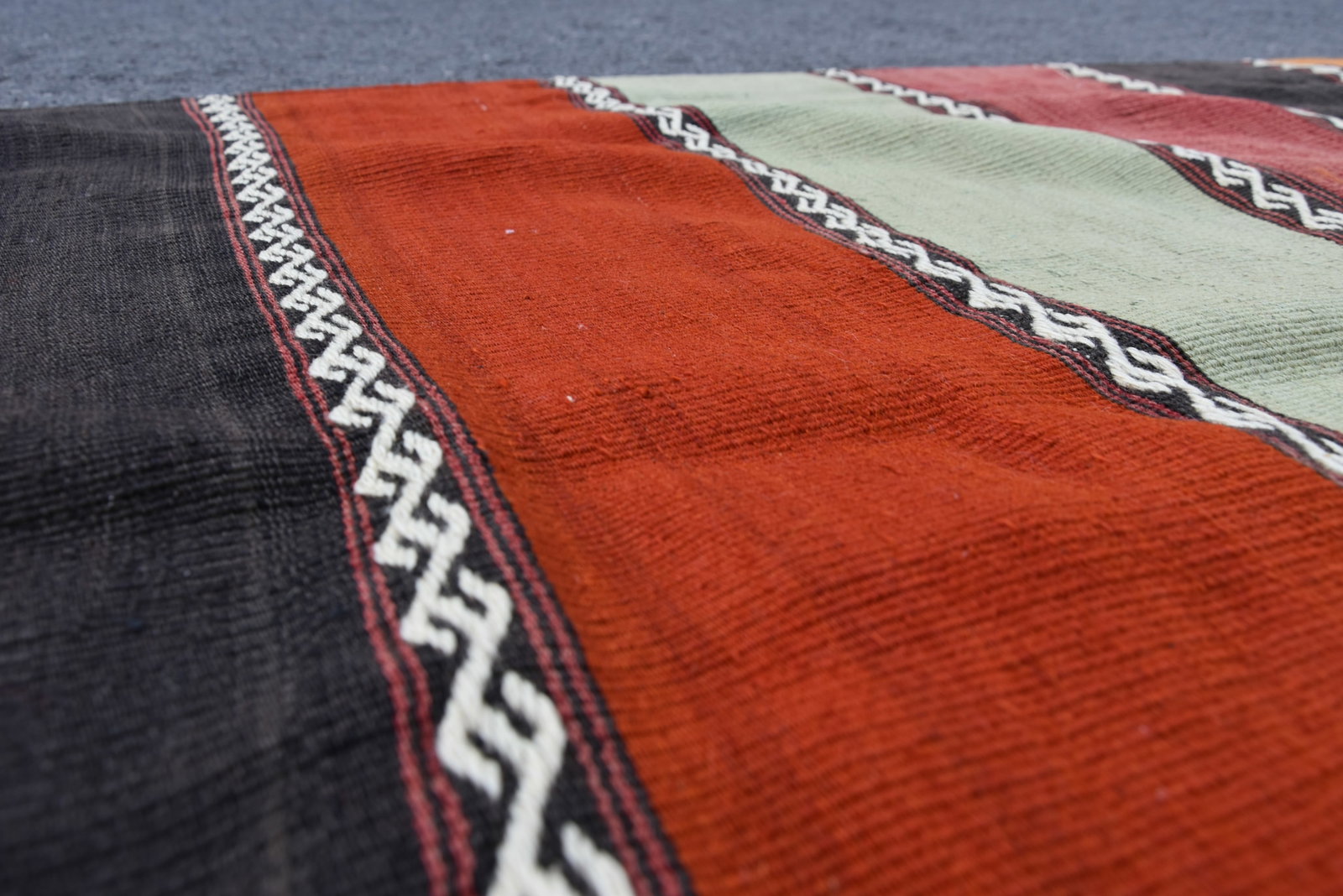 1960s Rustic Style Hand Knotted Traditional Anatolian Wool Kilim Runner Rug 3.4 X 10 Ft - 9