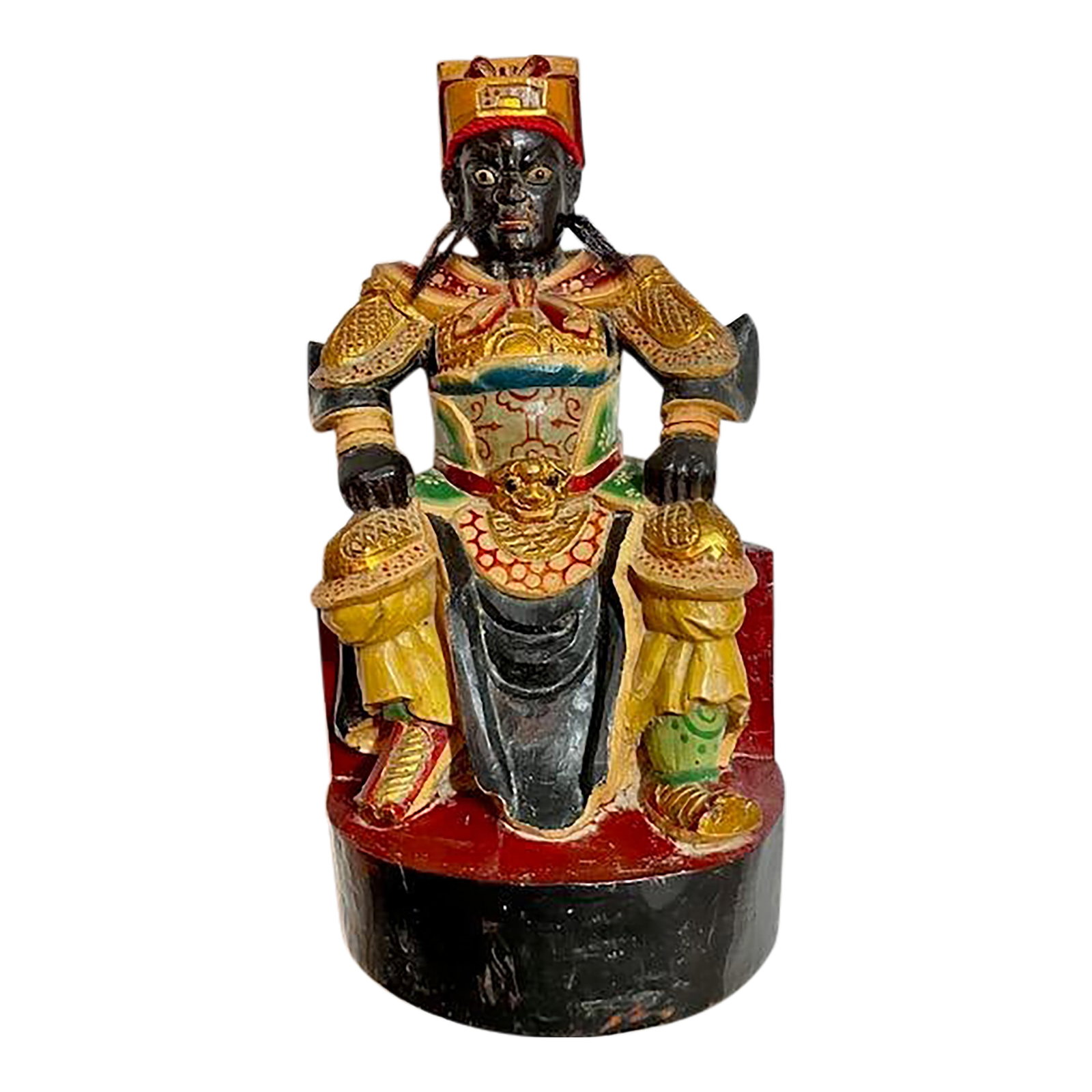 Gilded Chinese Hand-Carved Seated Emperor