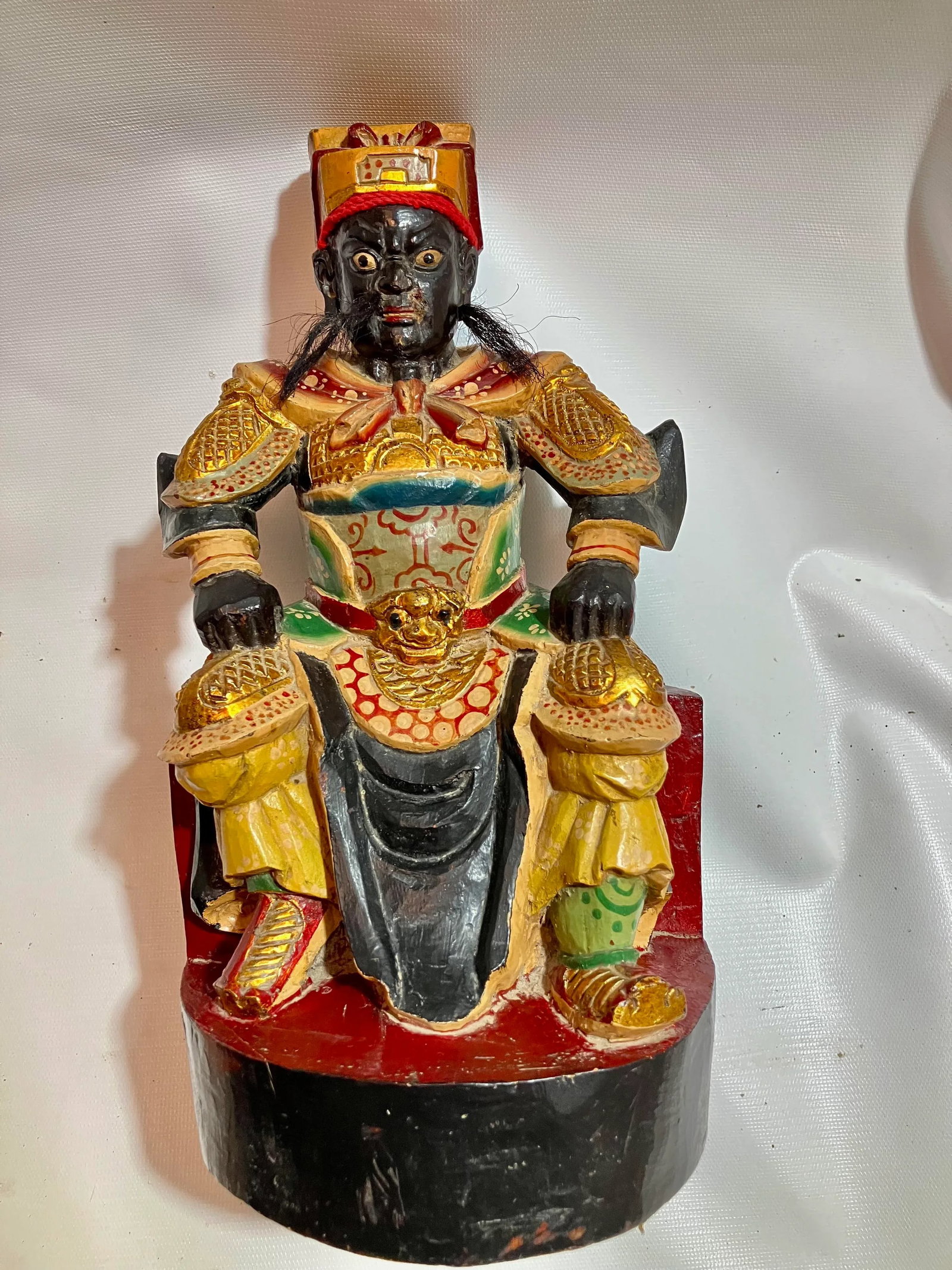 Gilded Chinese Hand-Carved Seated Emperor - 7