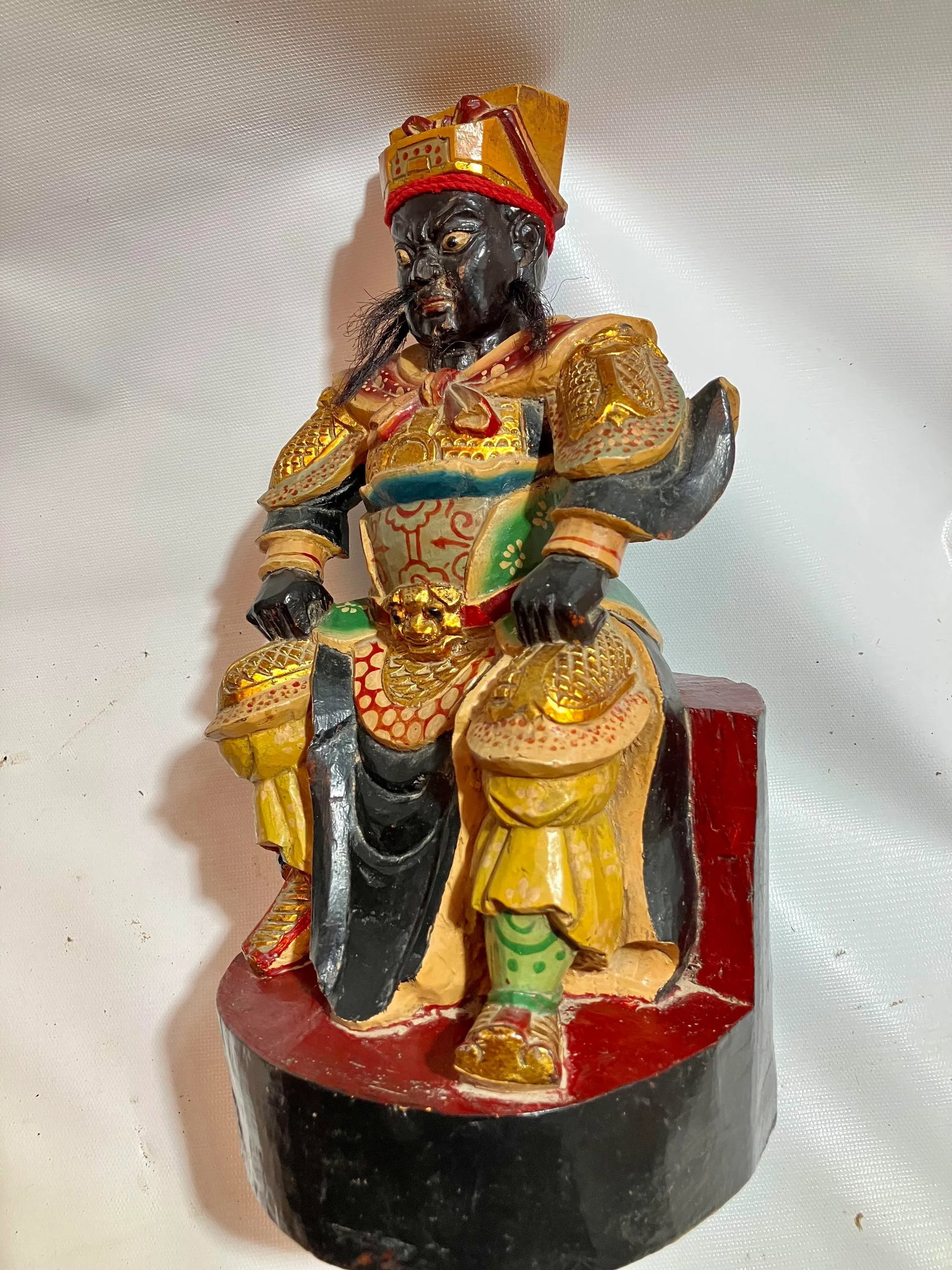Gilded Chinese Hand-Carved Seated Emperor - 8