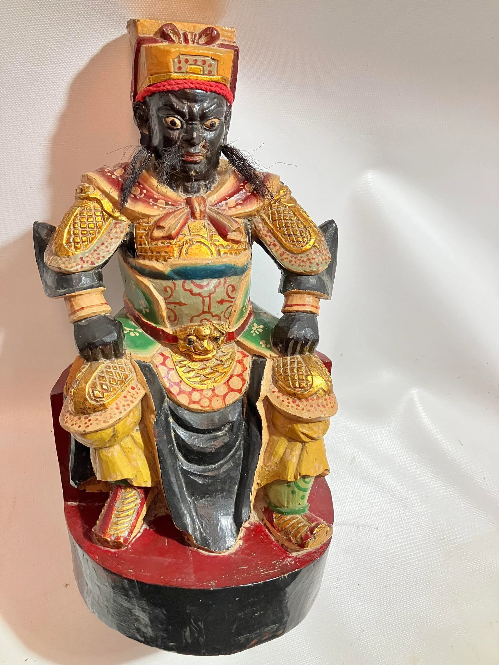 Gilded Chinese Hand-Carved Seated Emperor - 9