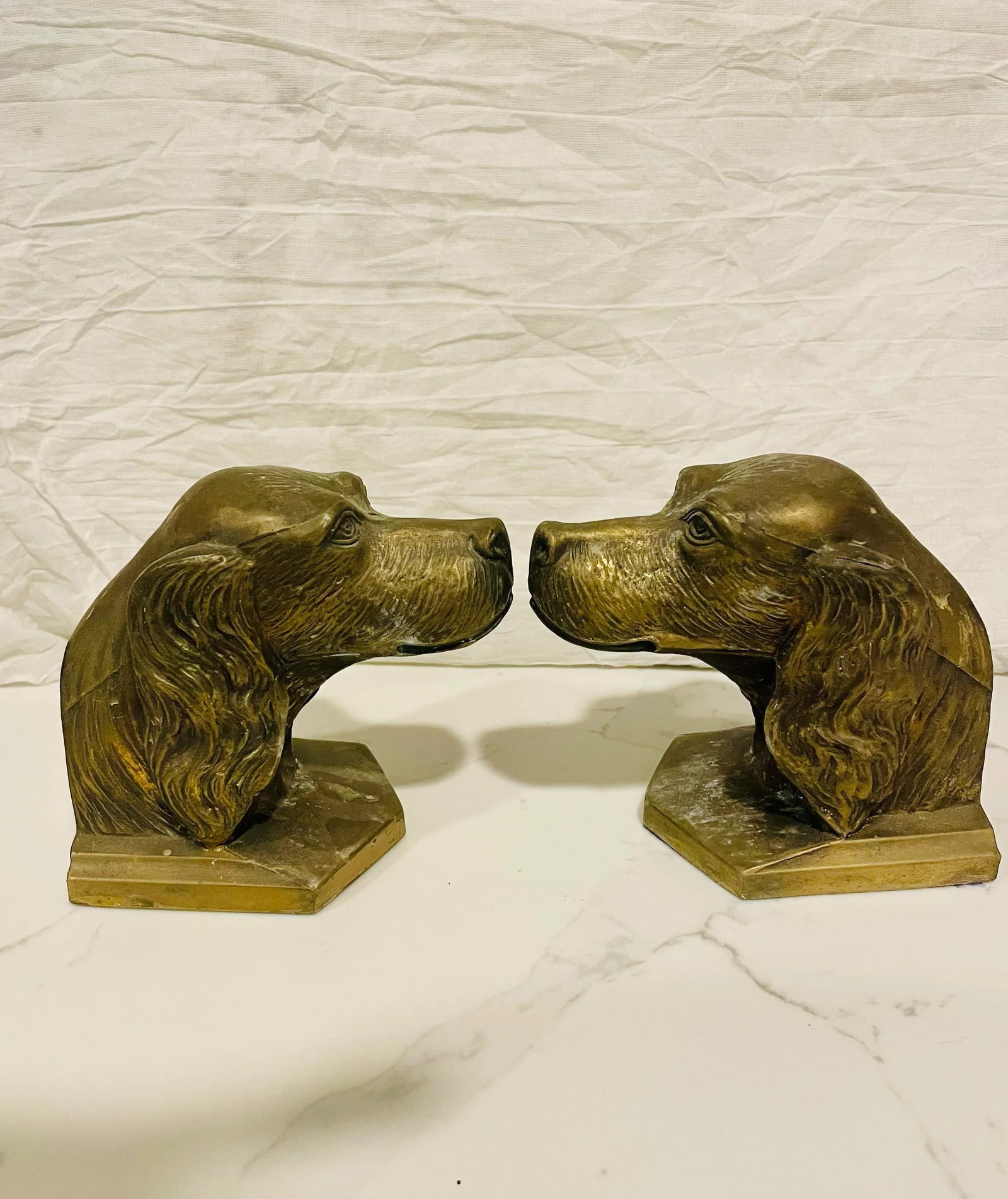 1970s Brass English Setter Bookends, a Pair - 2
