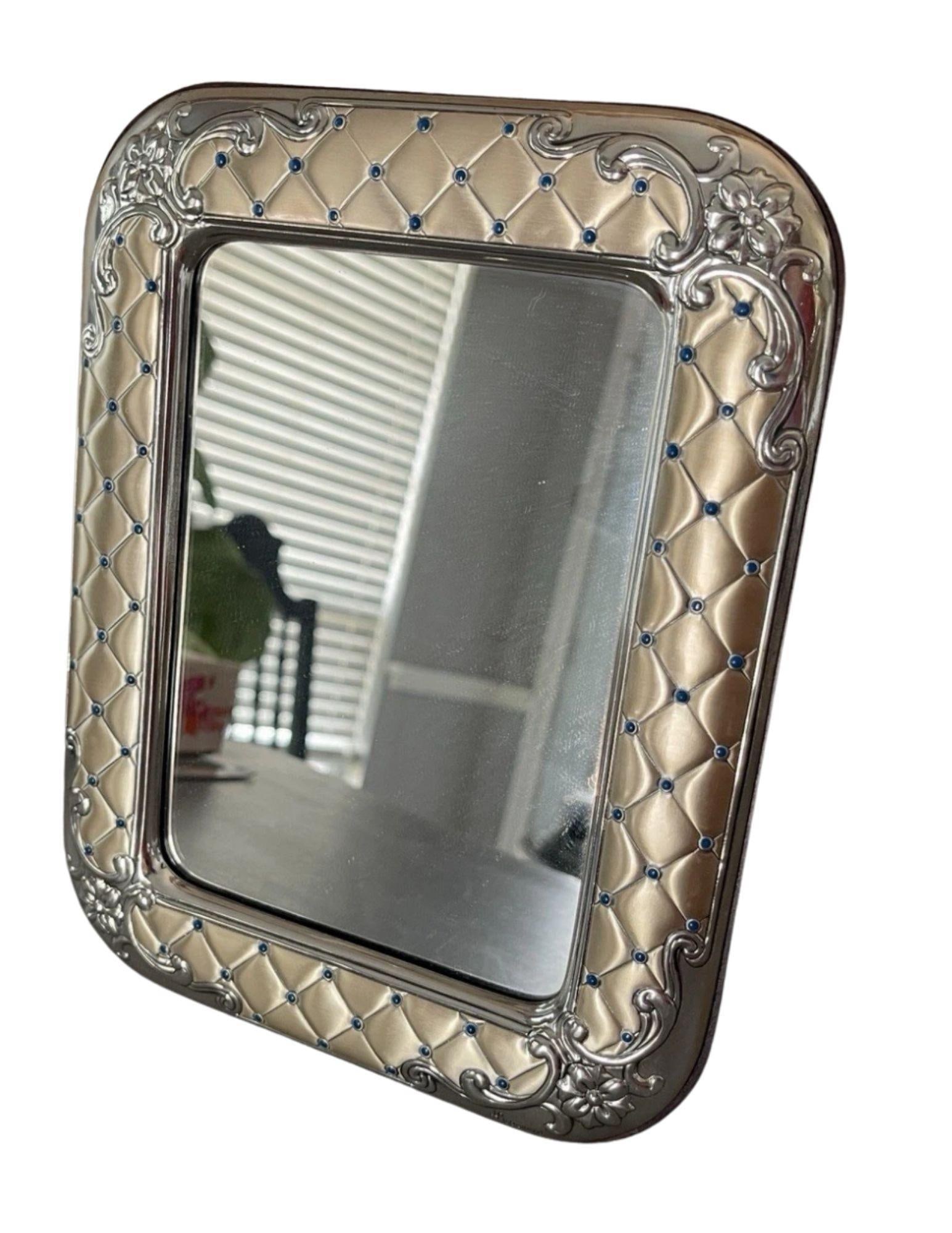 Italian Sterling Silver Picture Frame or Tabletop Vanity Mirror by Leader Argent, Pesaresi Pattern - 2