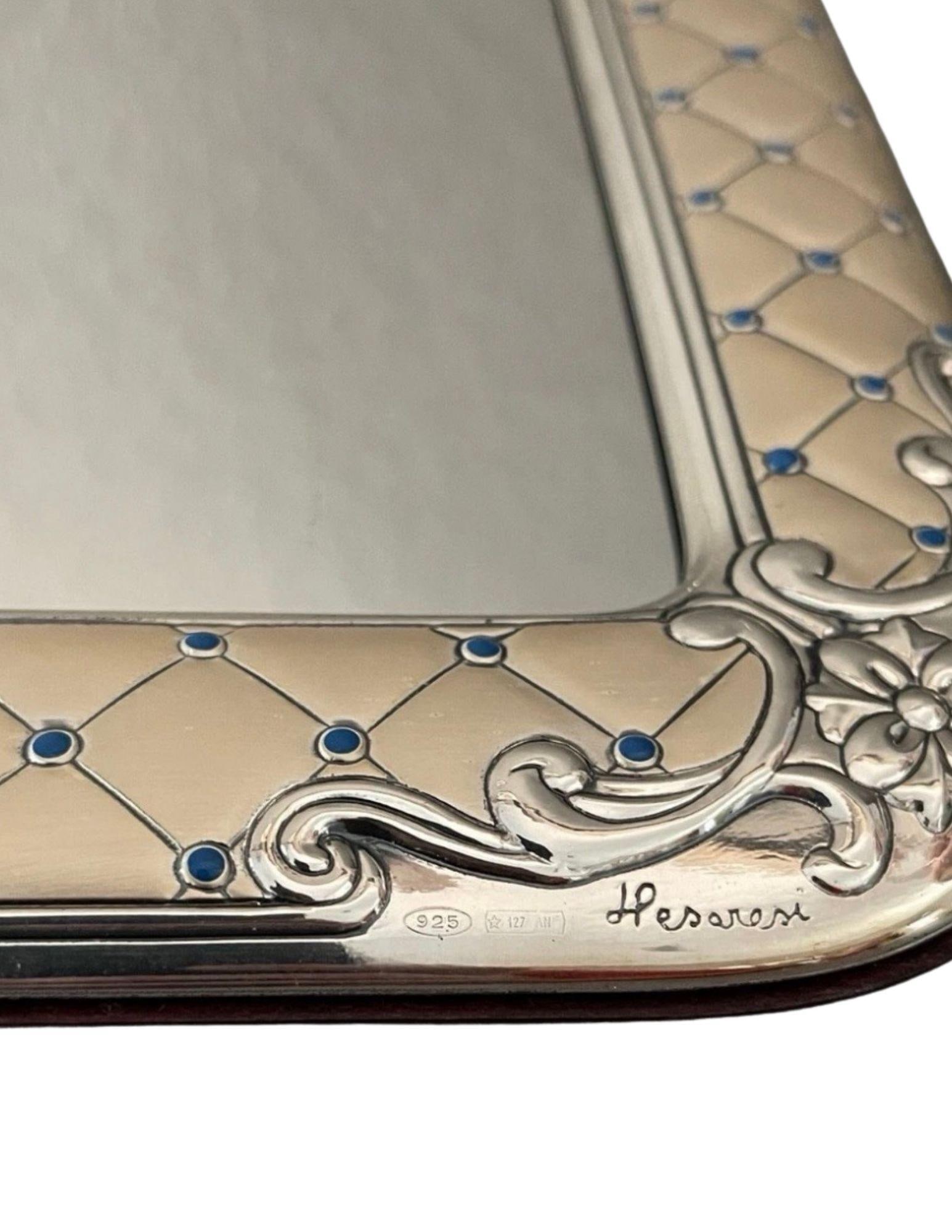 Italian Sterling Silver Picture Frame or Tabletop Vanity Mirror by Leader Argent, Pesaresi Pattern - 6