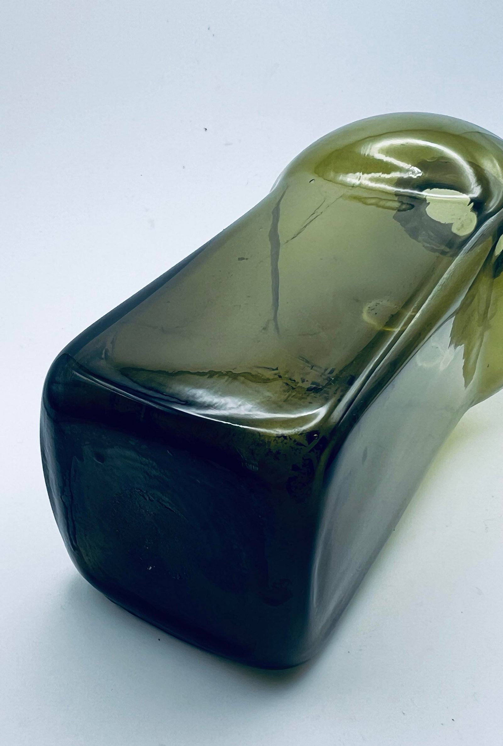 1960s Mid Century Modern Scandinavian Green Glass Bottle Bottle or Decanter - 5