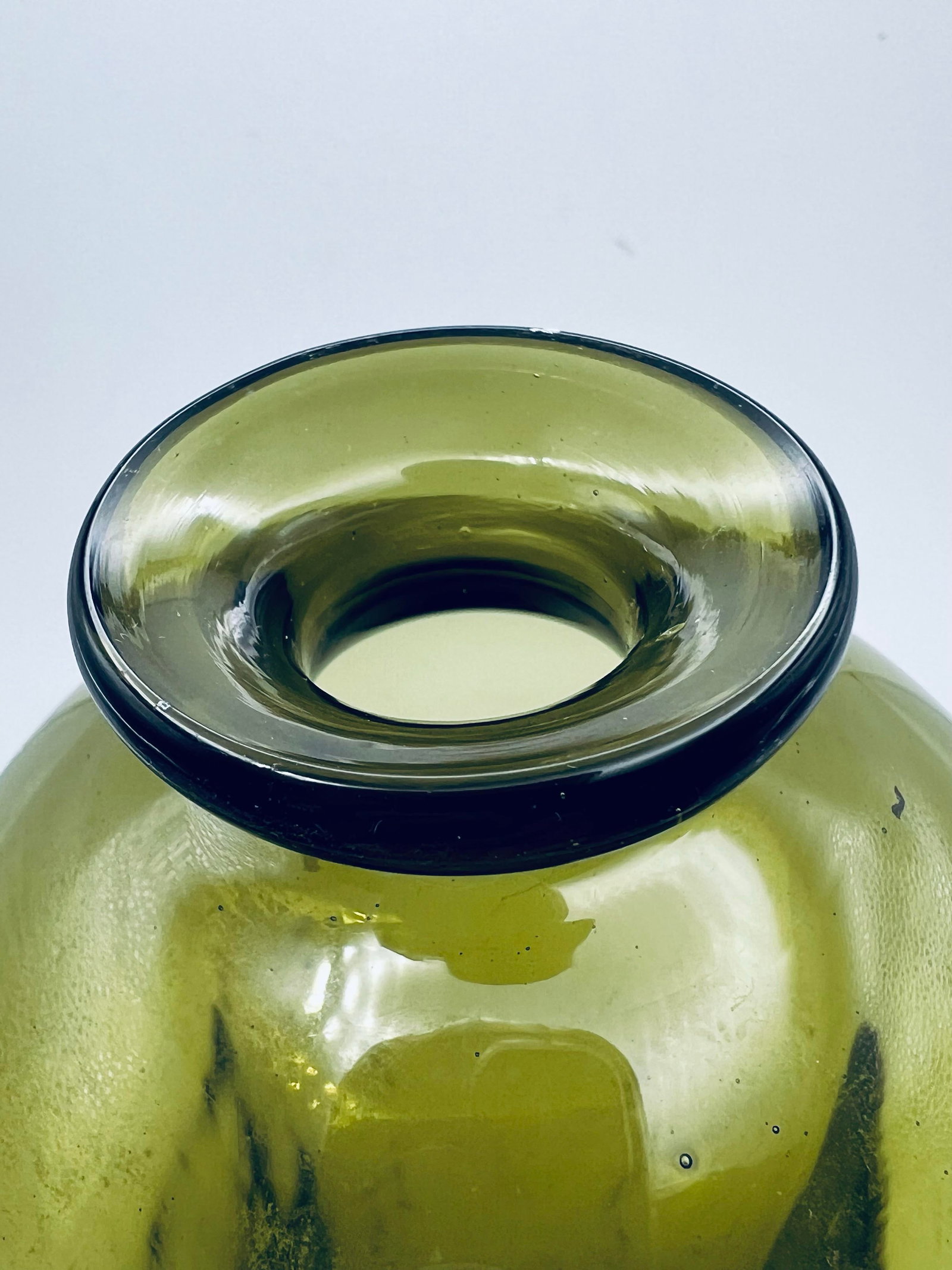 1960s Mid Century Modern Scandinavian Green Glass Bottle Bottle or Decanter - 6