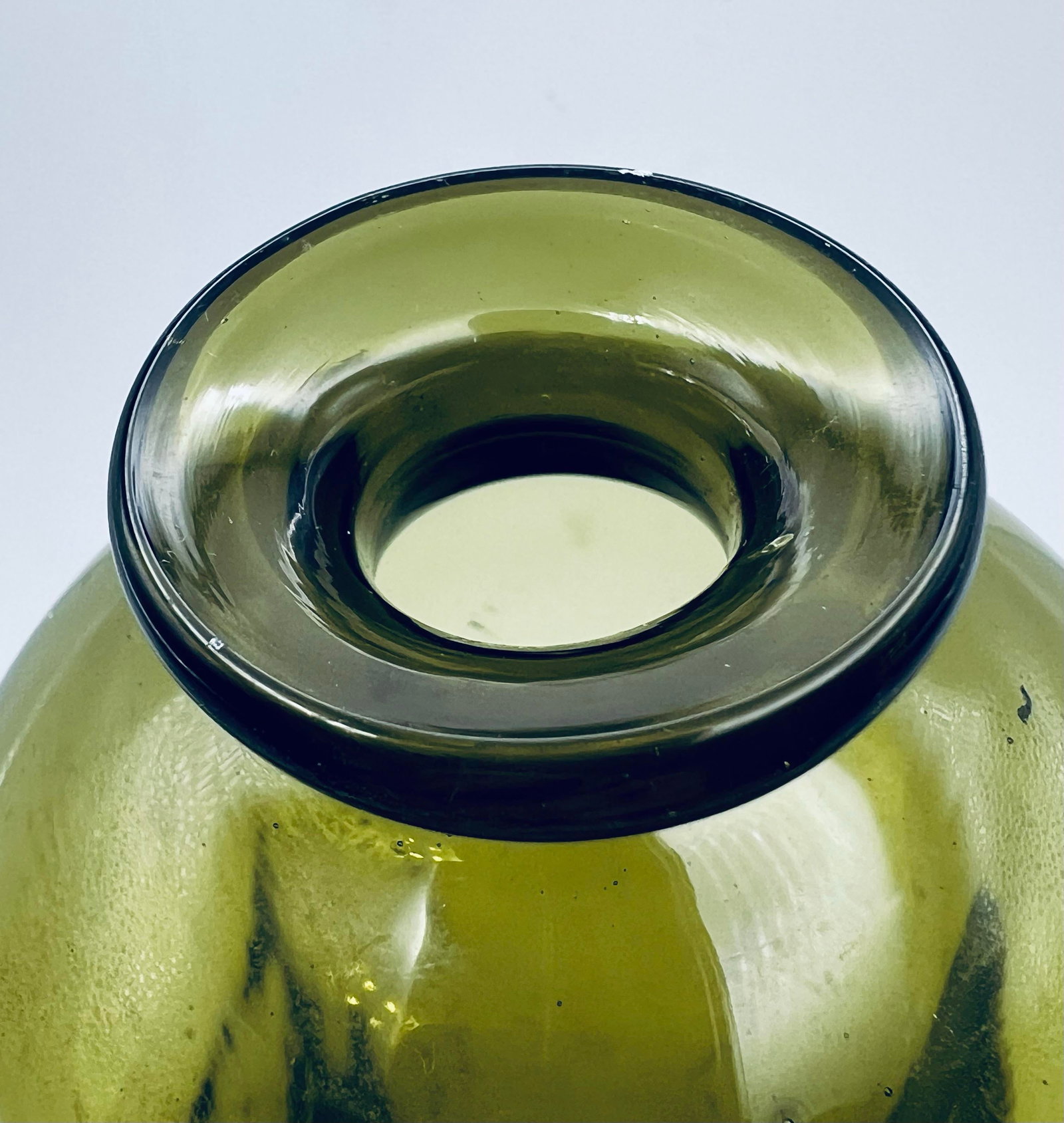 1960s Mid Century Modern Scandinavian Green Glass Bottle Bottle or Decanter - 7