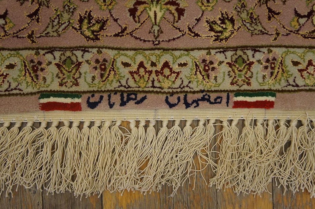 1940s Tan Sand Medallion Floral Antique Persian Isfahan Rug 3' 5'' X5' 3'' Handknotted Wool Carpet - 5