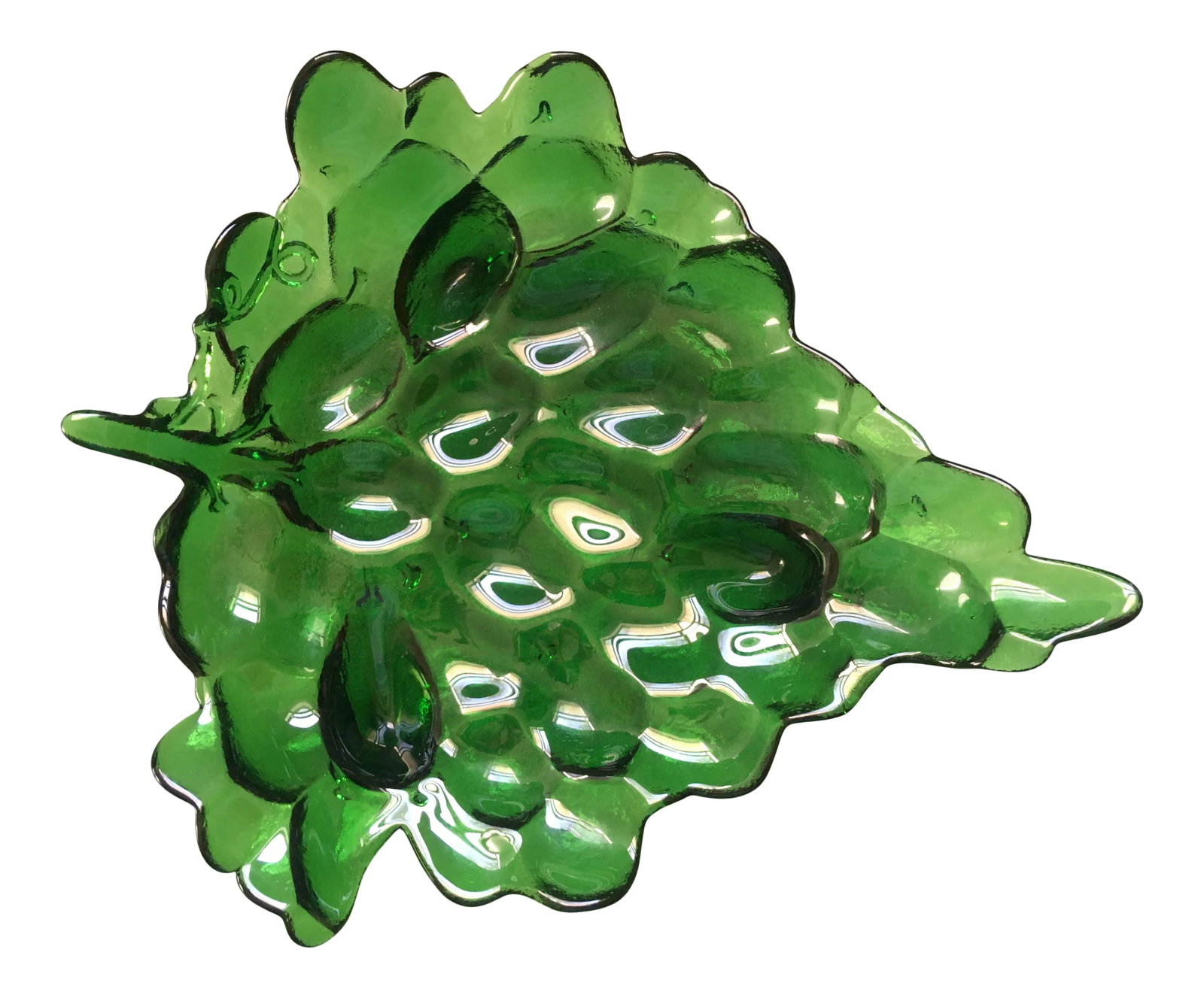 1960's Green Grape Glass Footed Bowl: Beautiful art glass footed bowl in excellent condition. Ships within 1-2 days using USPS. All items packed with care. Please contact us with any questions. Arrives within 2-5 business days after recei